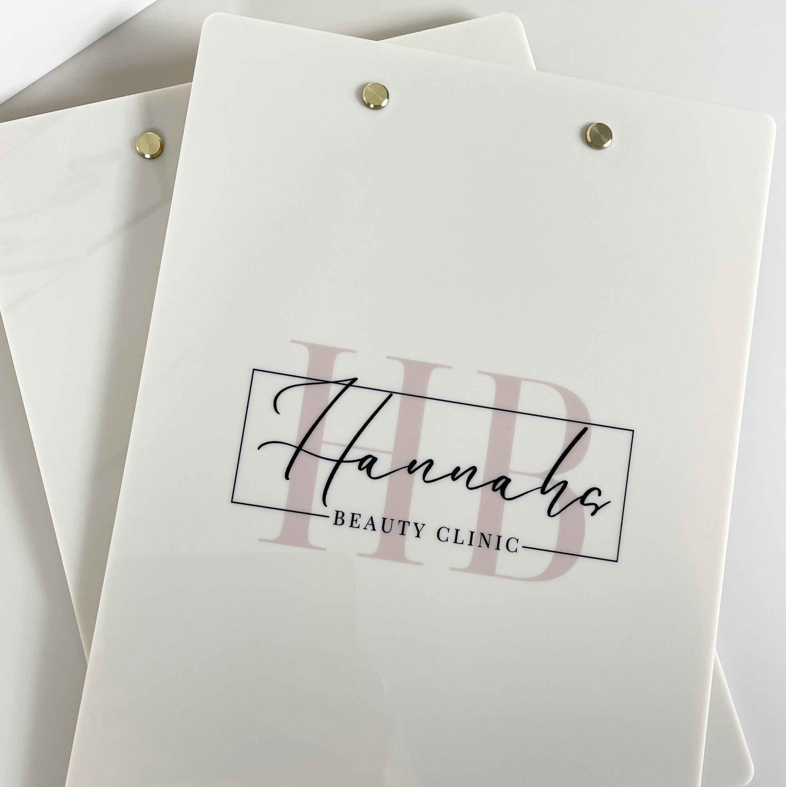 Personalised acrylic clipboard with modern logo design