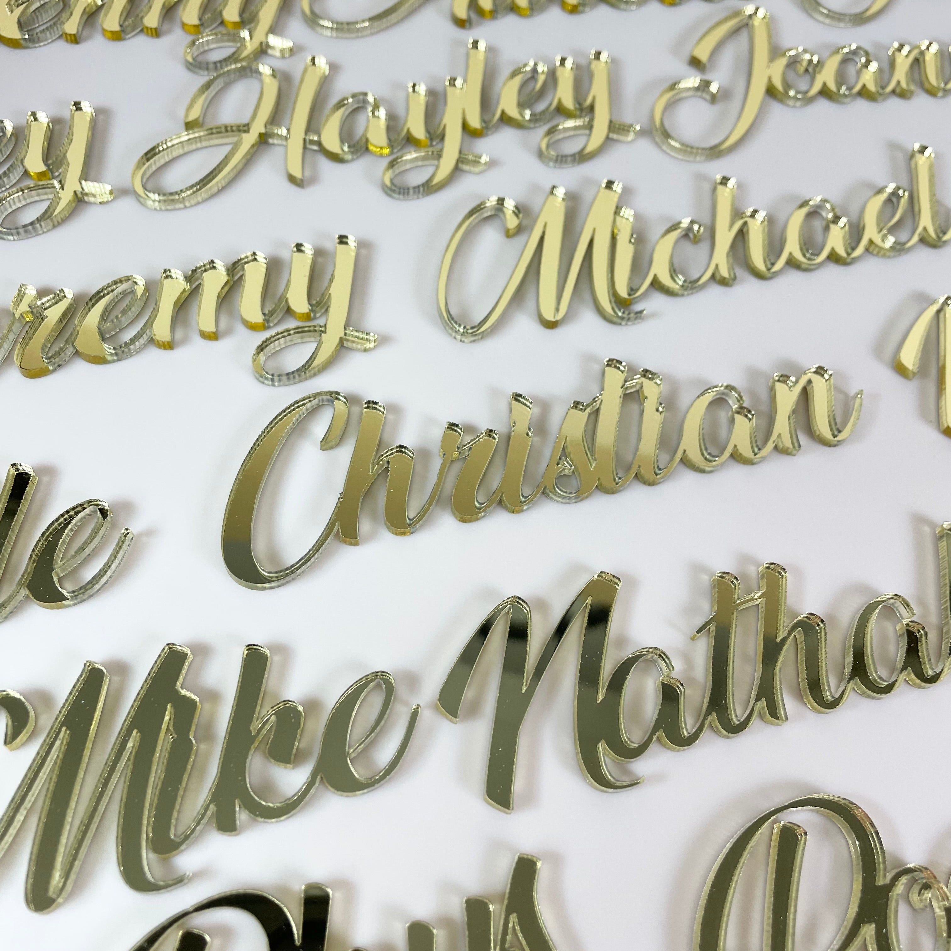Mirror name place cards