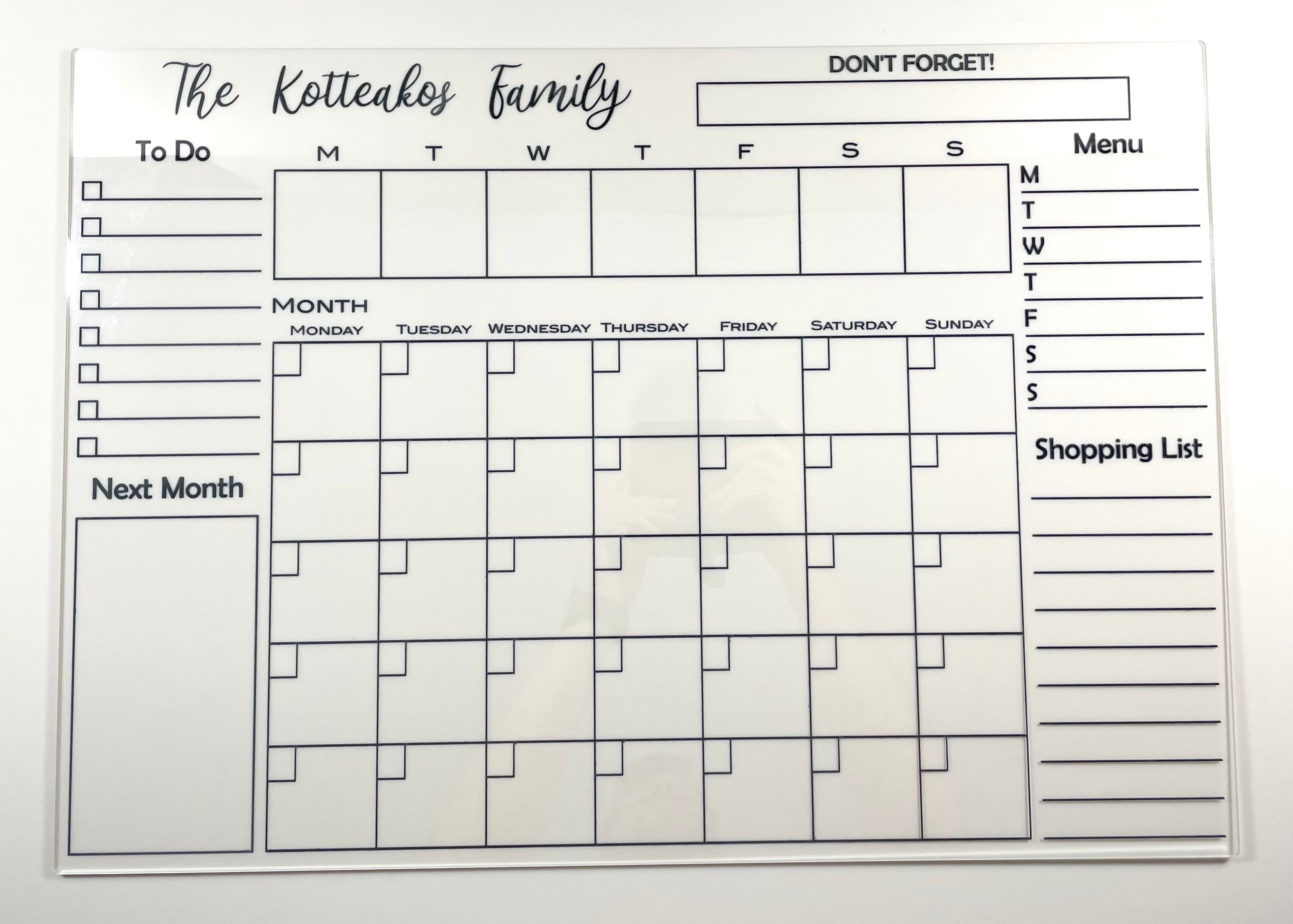 Custom acrylic planner