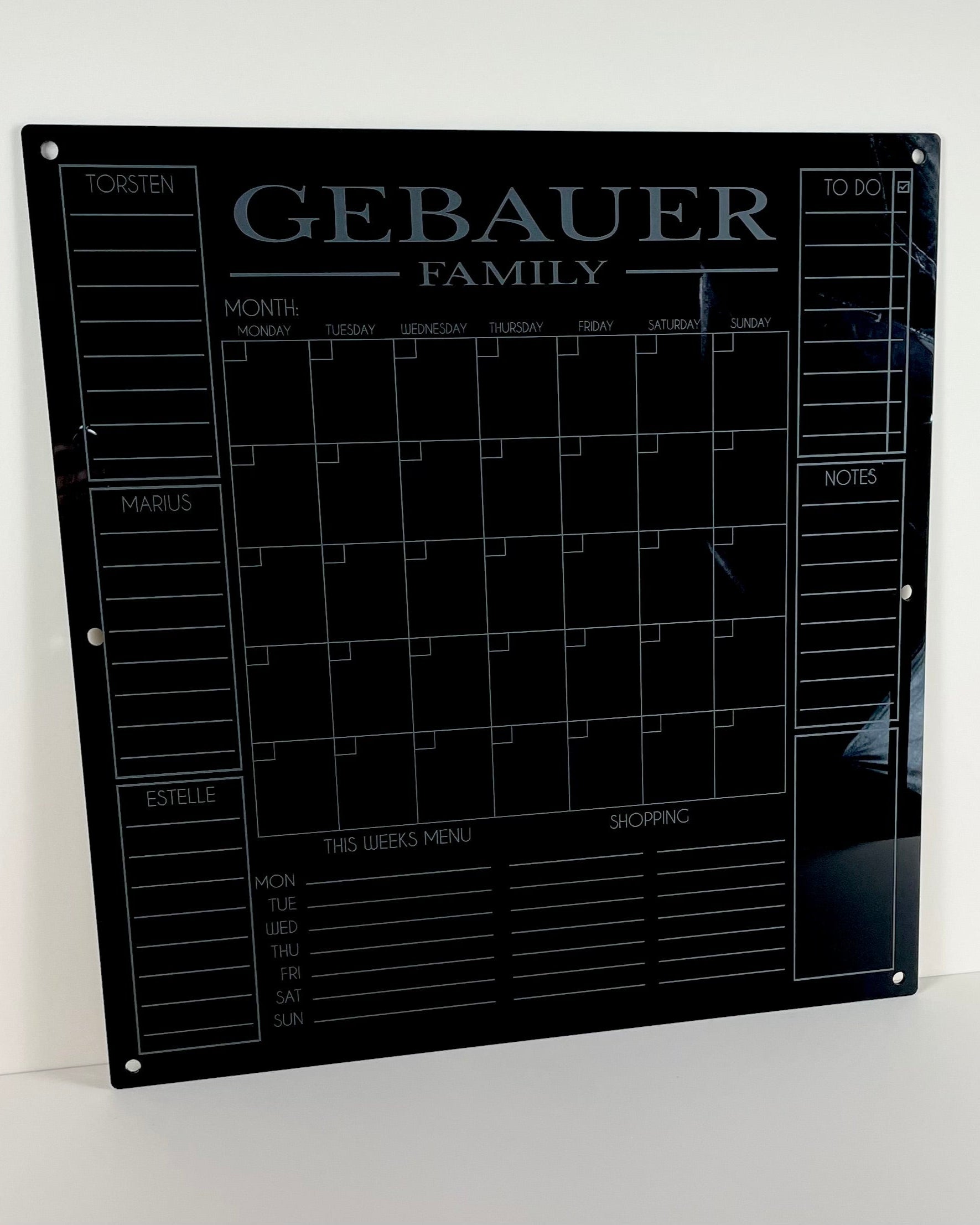 Black acrylic planners