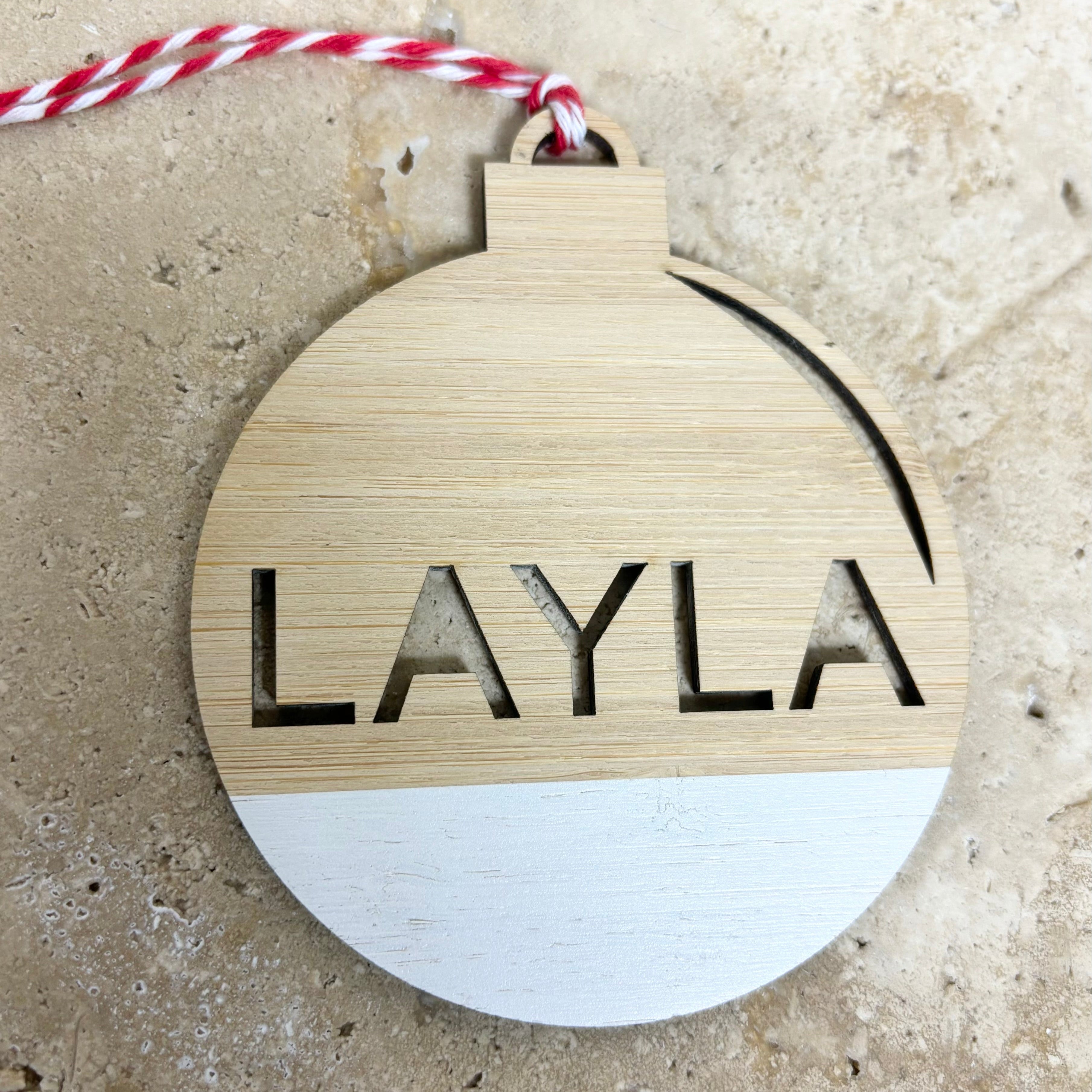 Cut out name baubles