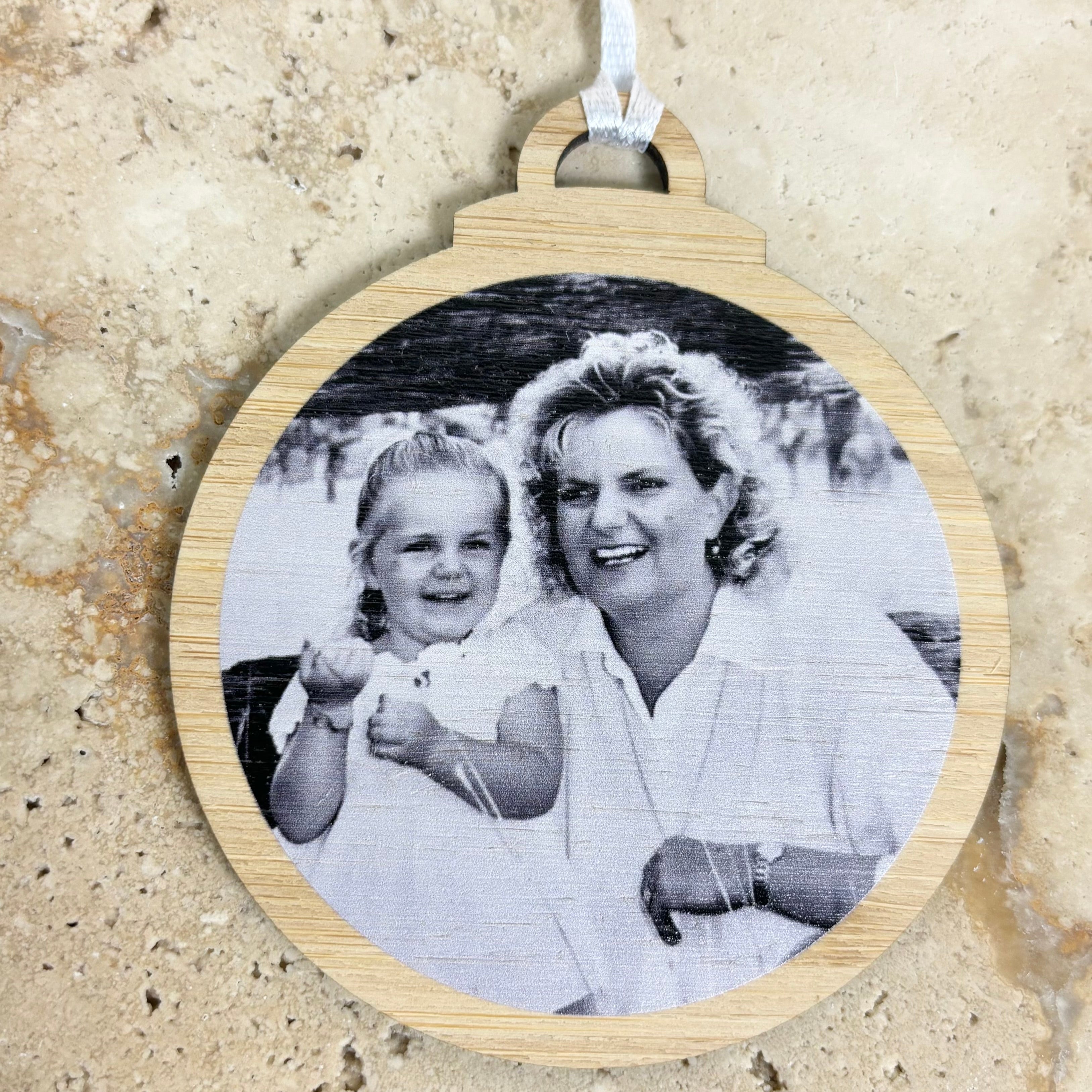 Wooden photo bauble