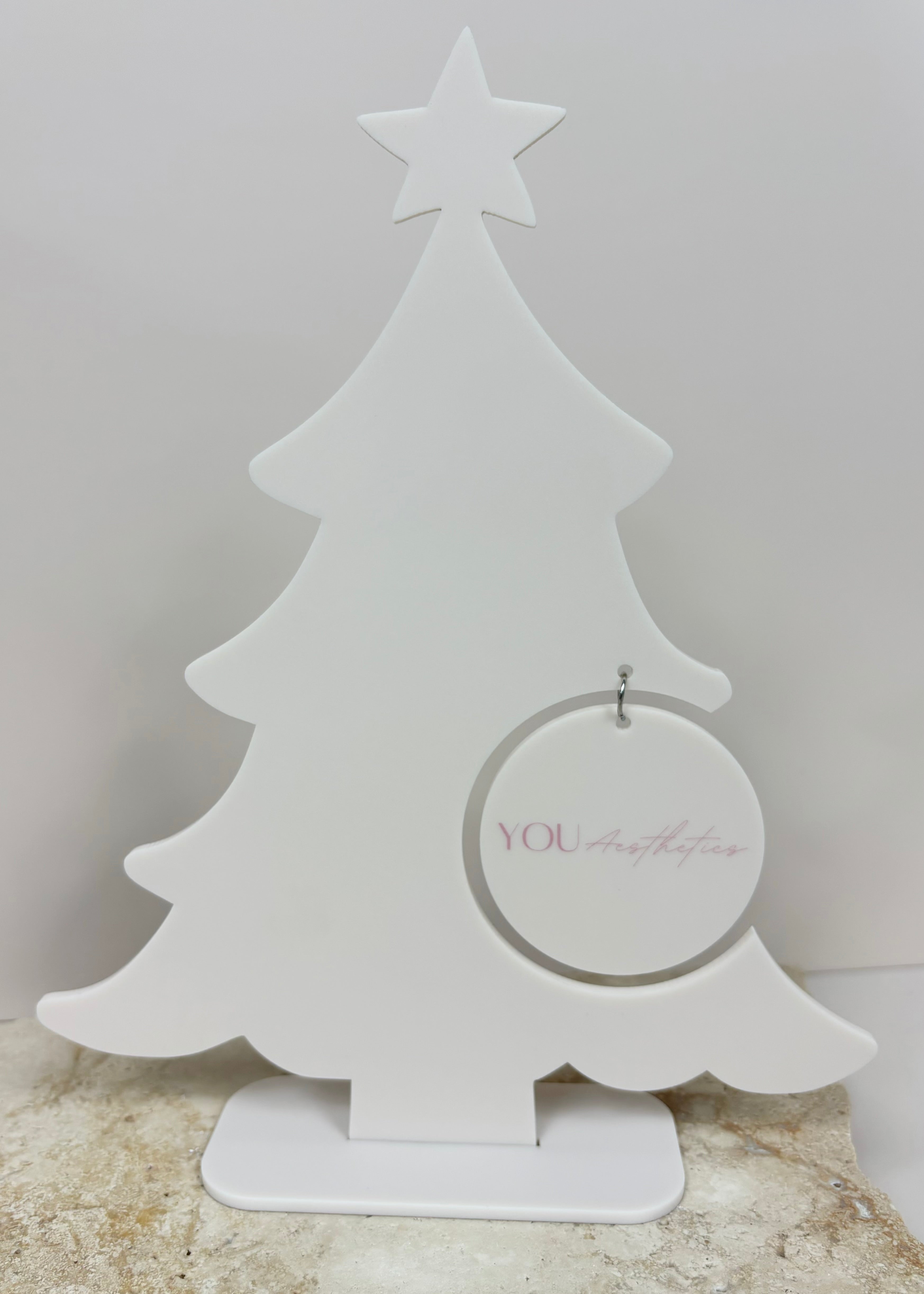 Personalised acrylic business Christmas tree display with custom branding