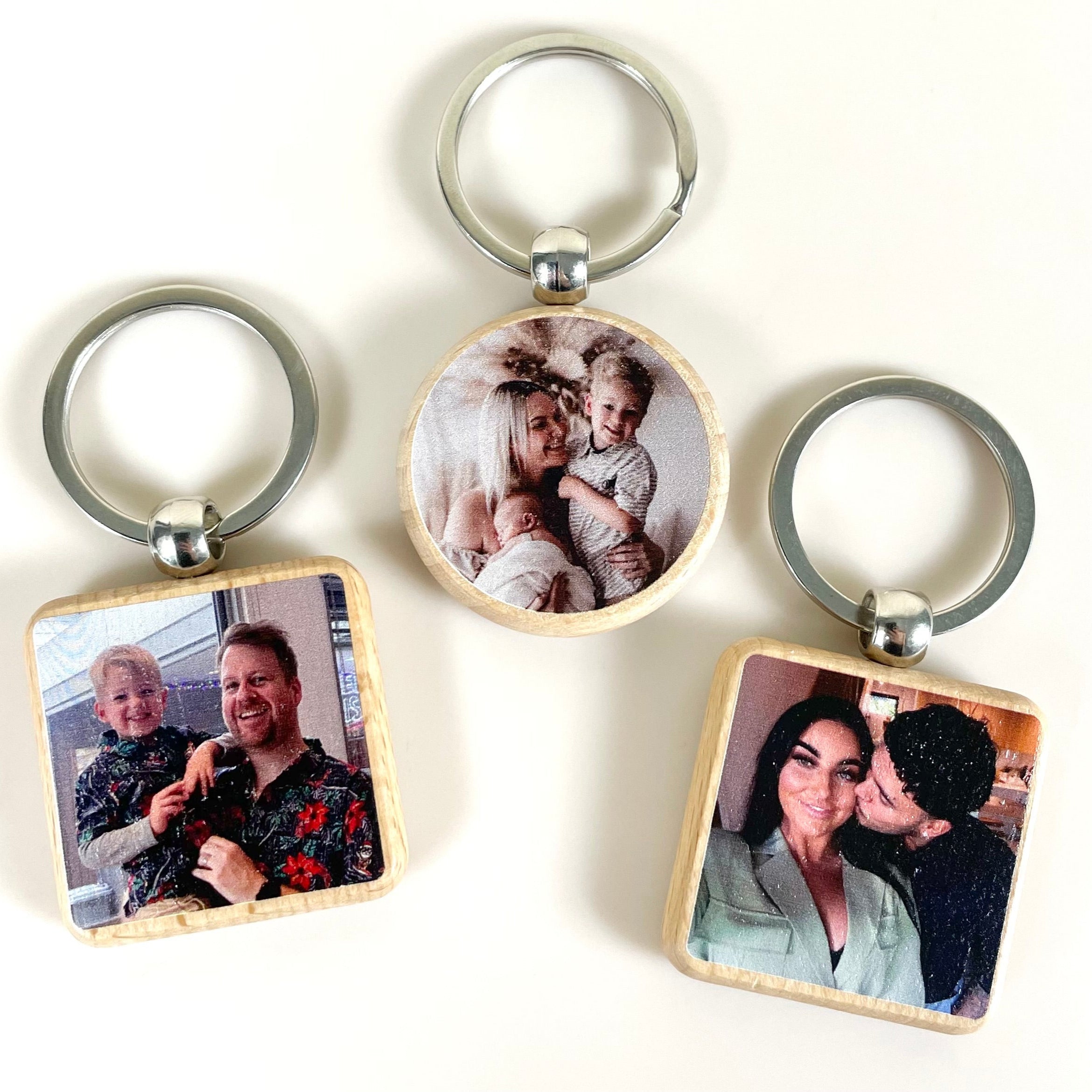 Wooden photo keychain
