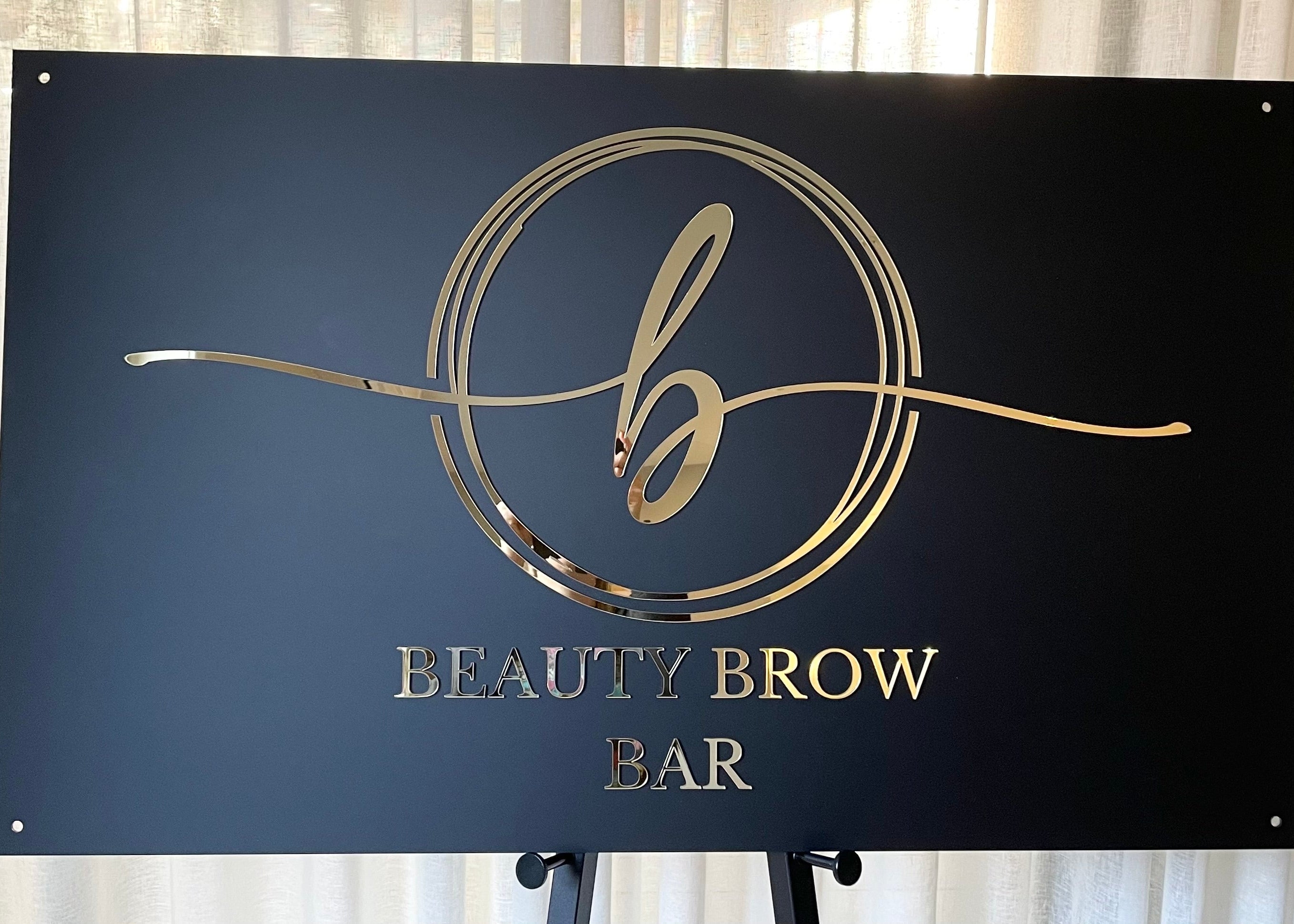 Luxury brow bar sign with gold 3D logo