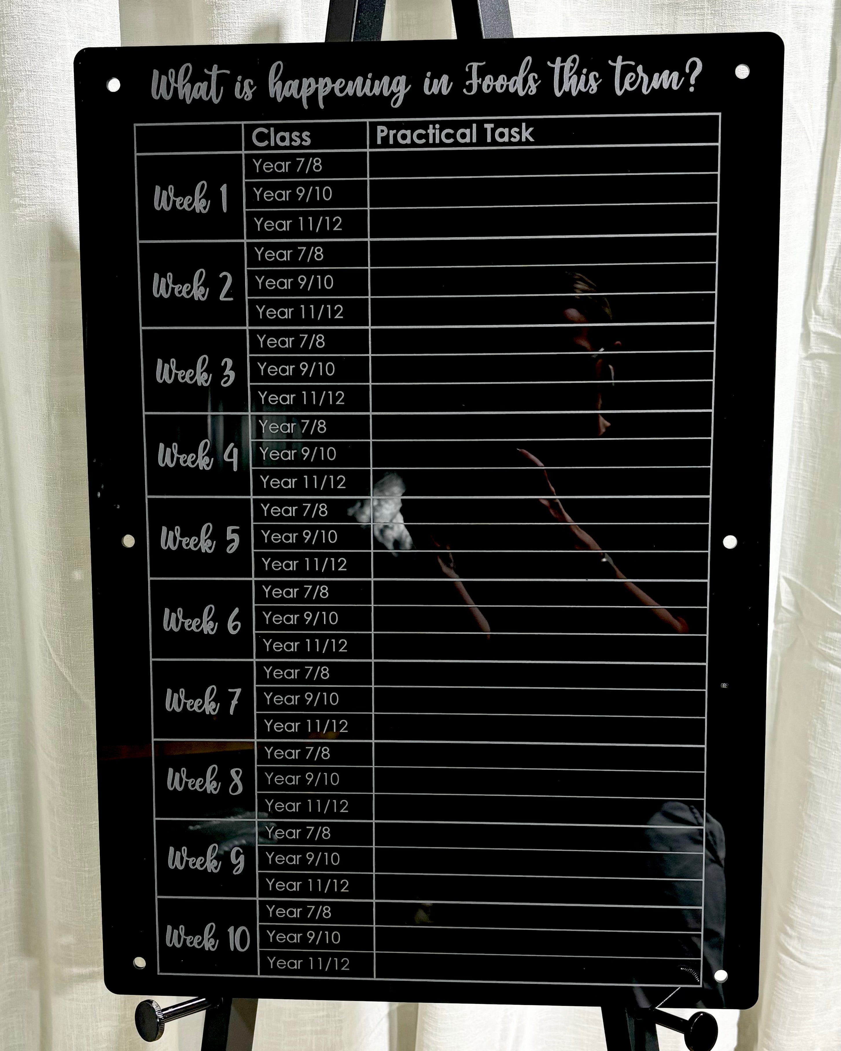 Black acrylic planner