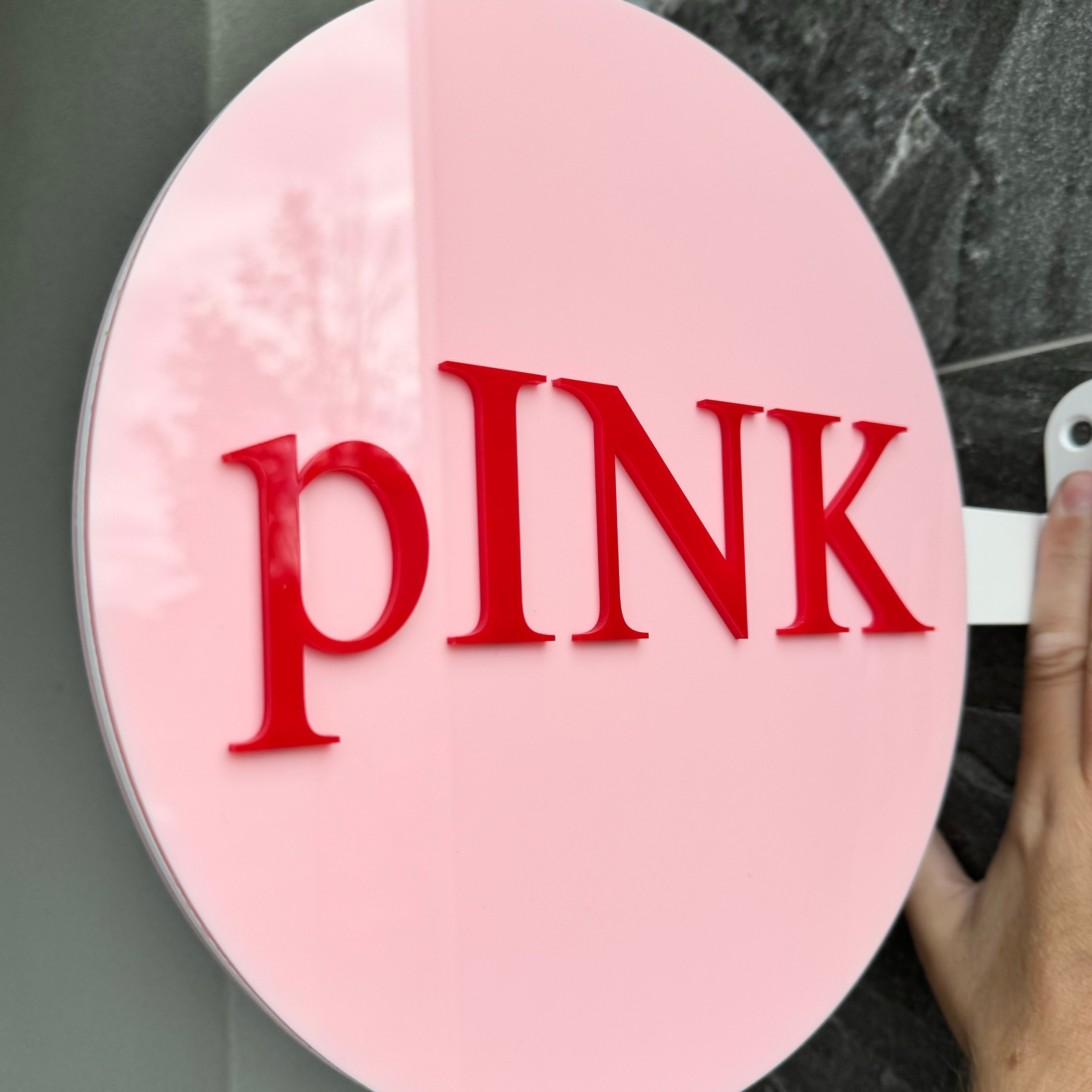 Pink aesthetic business round shopfront blade sign