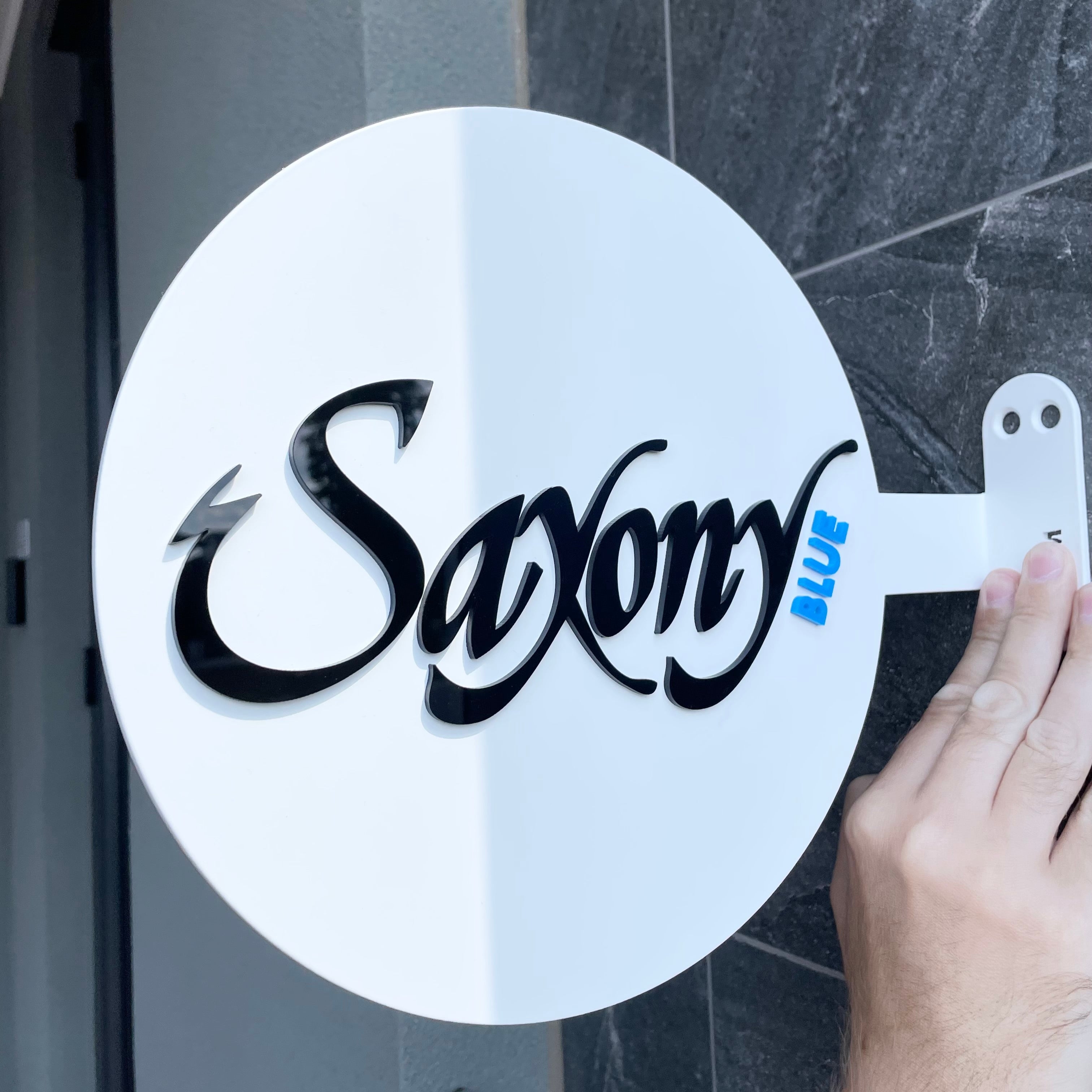 Saxon barbershop bold round shop sign with logo