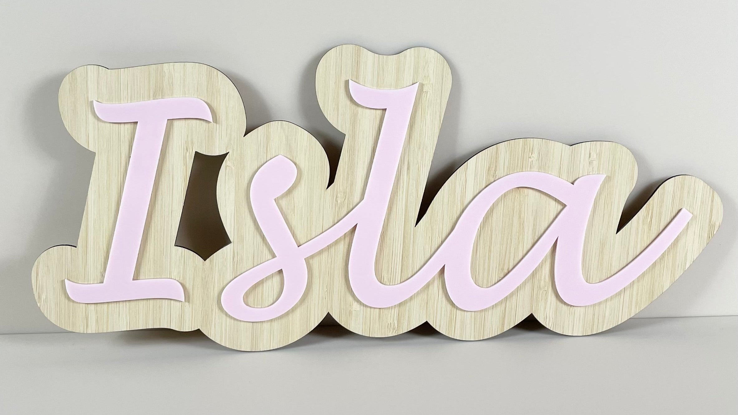 Bamboo and acrylic name plaque