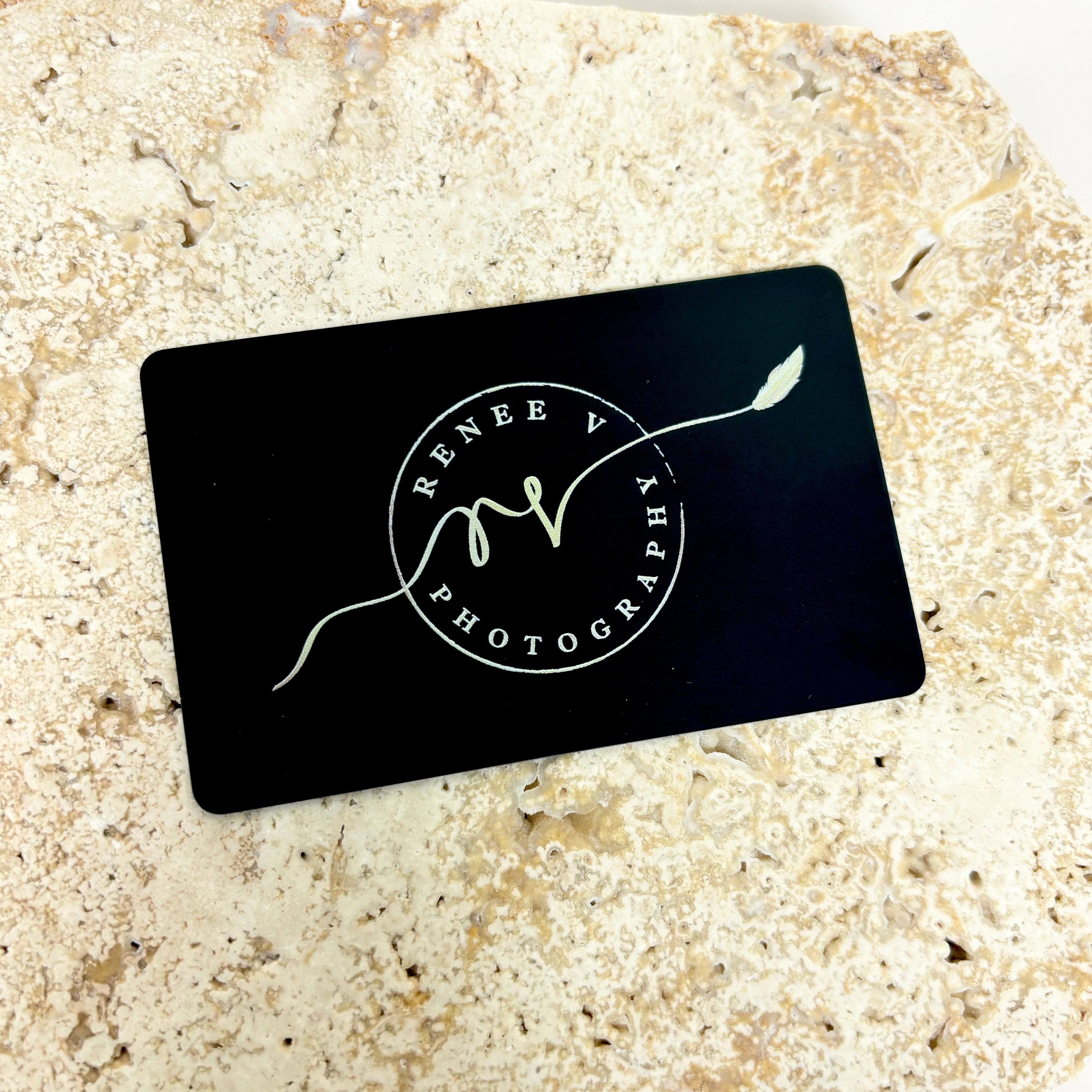 Modern NFC smart card with leaf logo and embossed branding