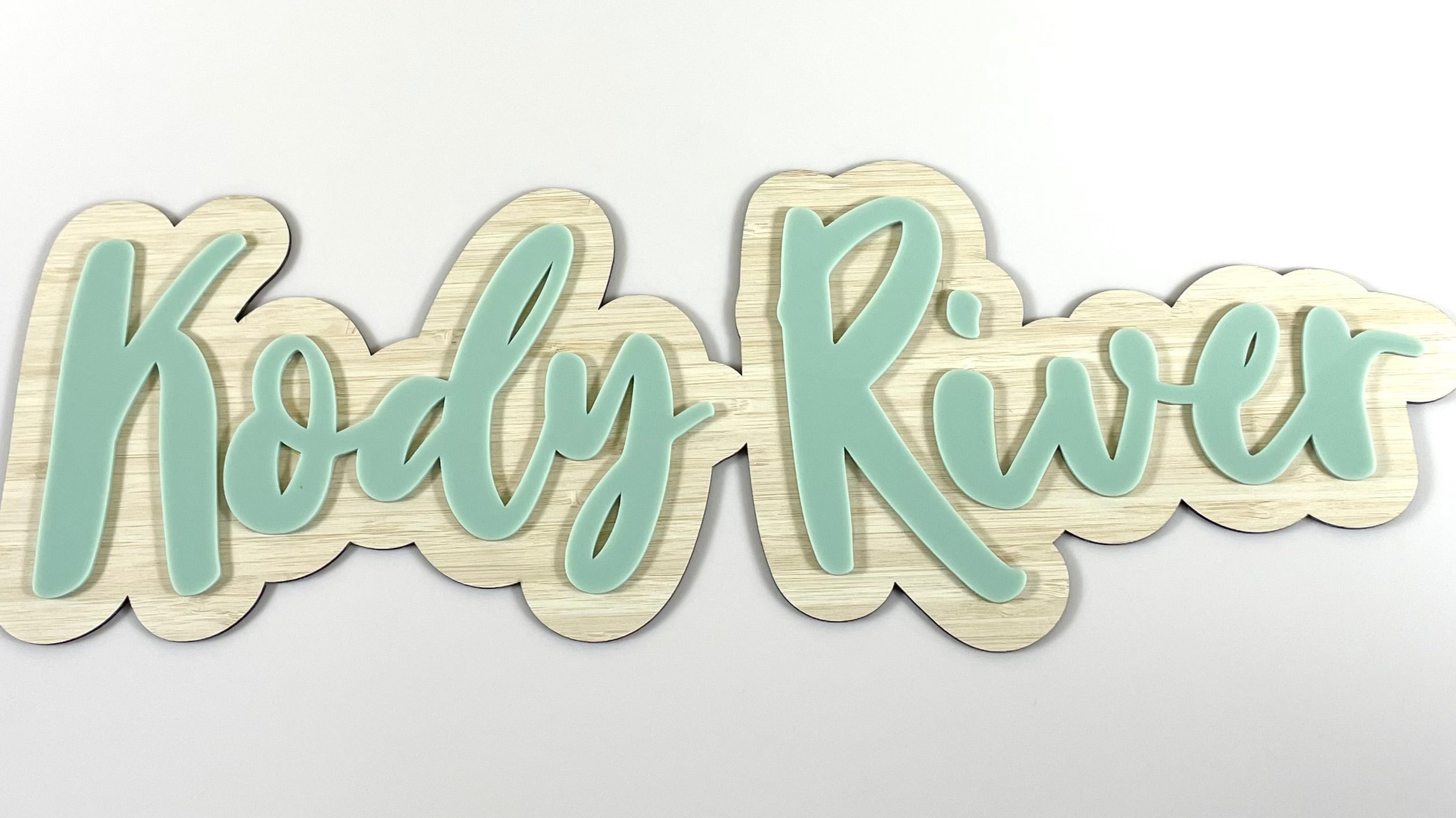 Bamboo and acrylic layered name plaque