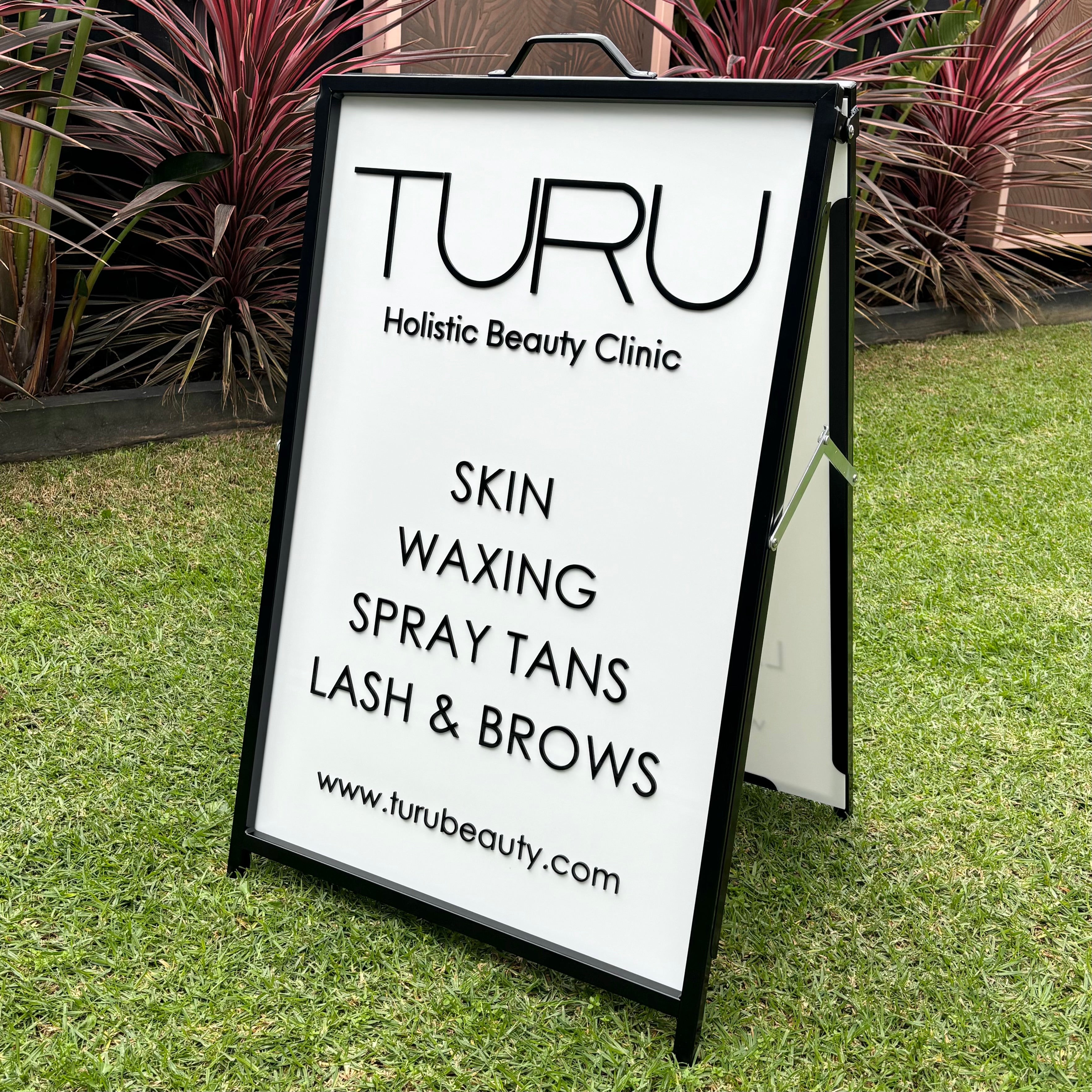 Weather resistant 3D acrylic portrait A frame sign for salon services