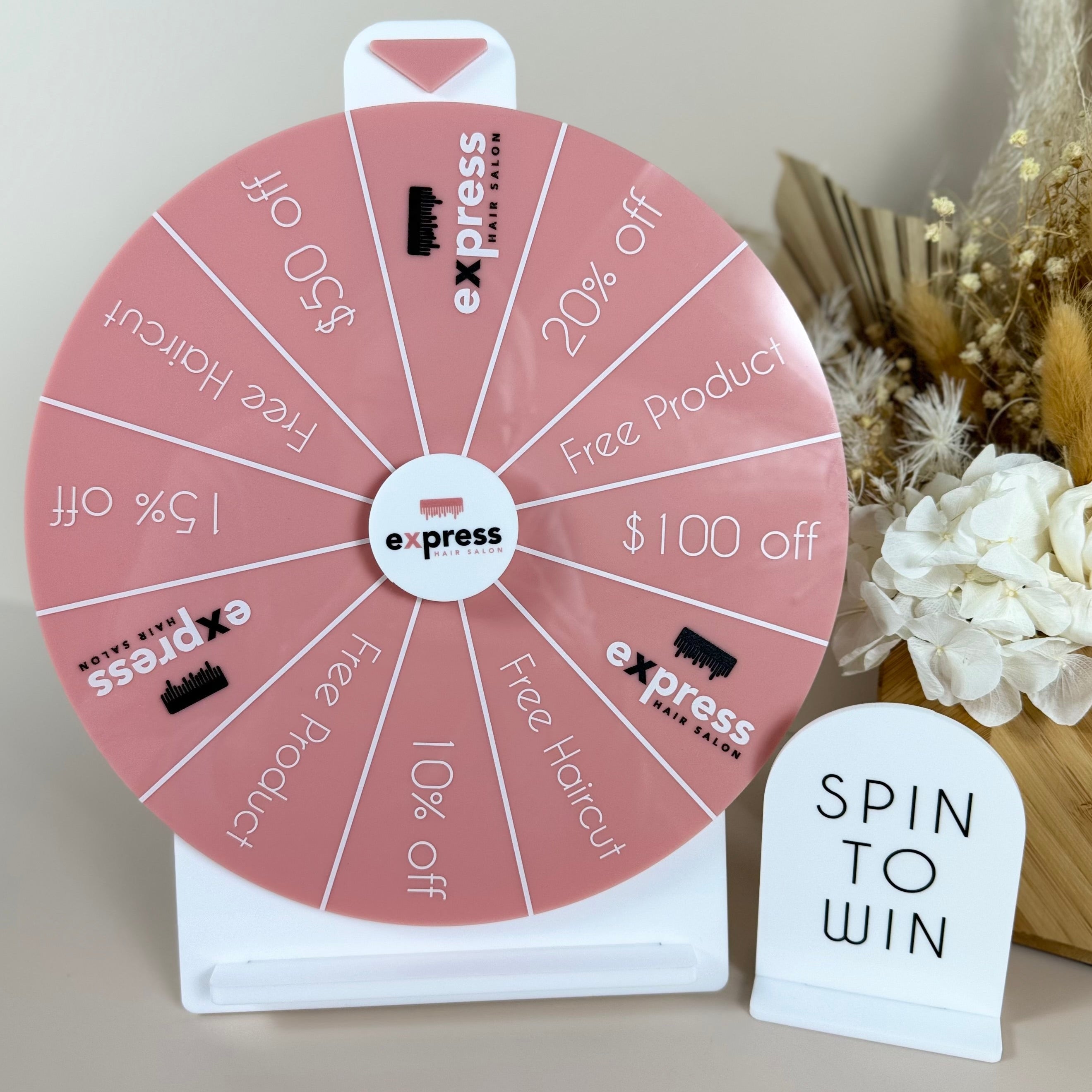 Blush spin to win wheel for retail store events