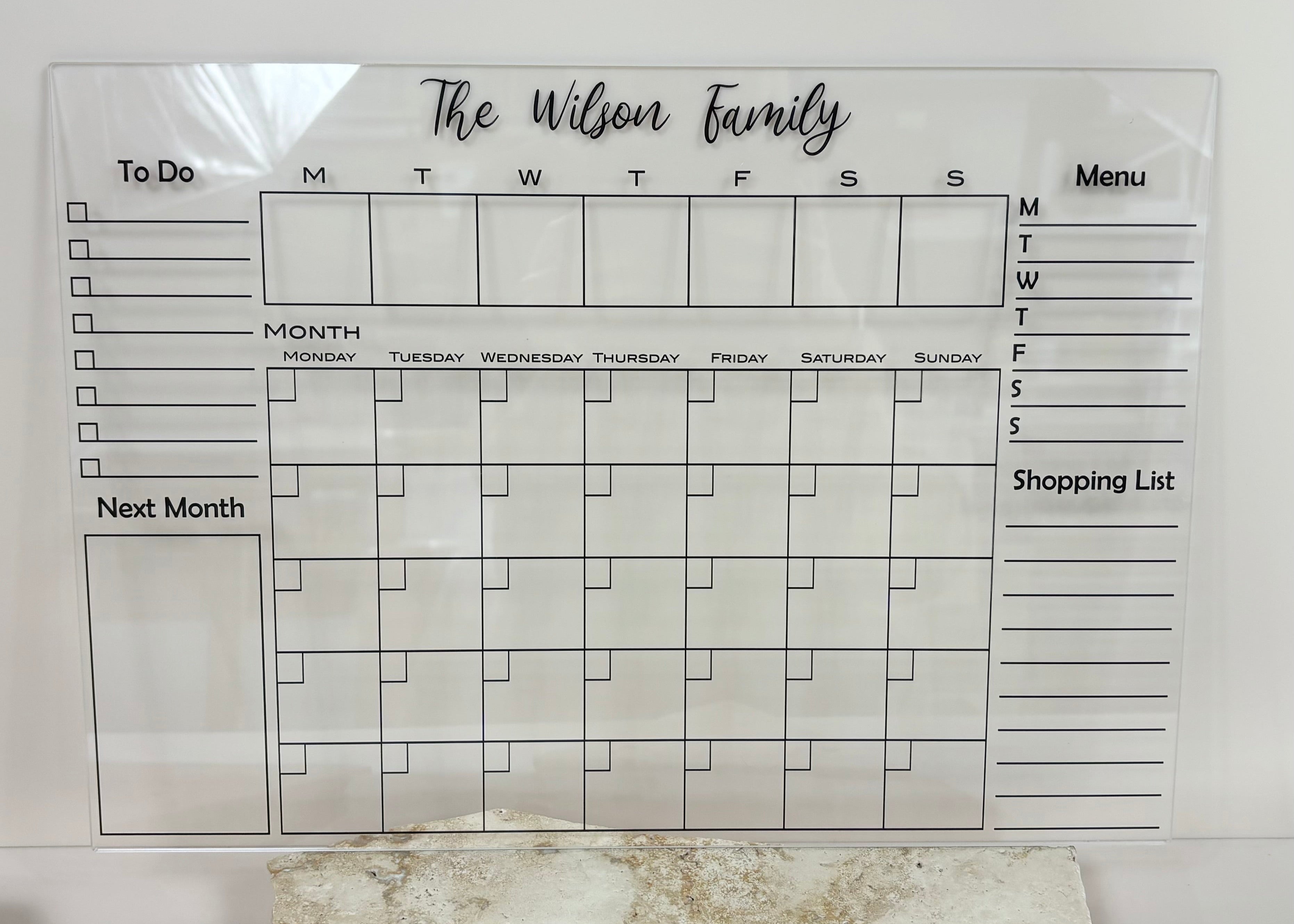 Personalised acrylic planners