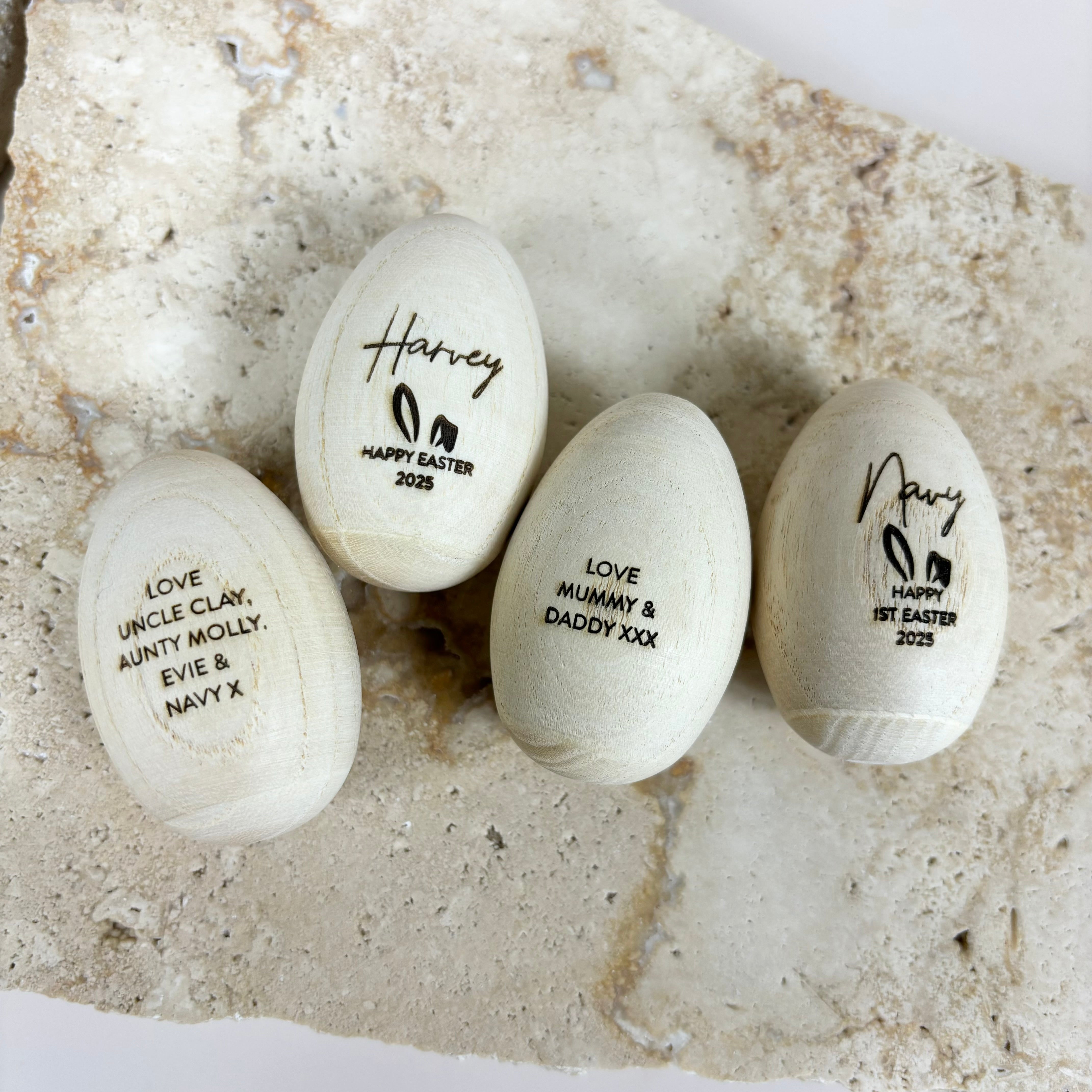 Shaker wooden Easter eggs