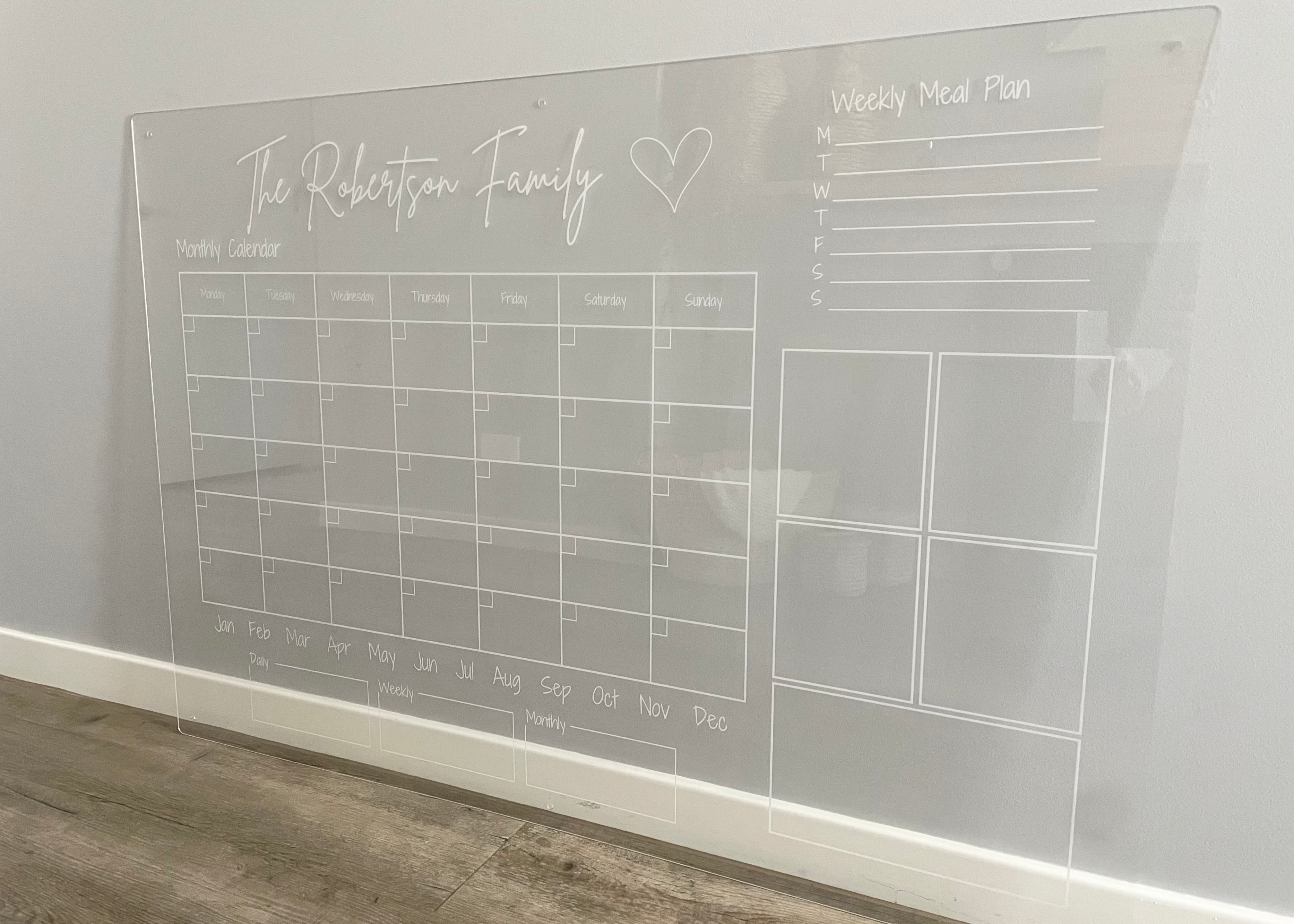 Clear acrylic planner