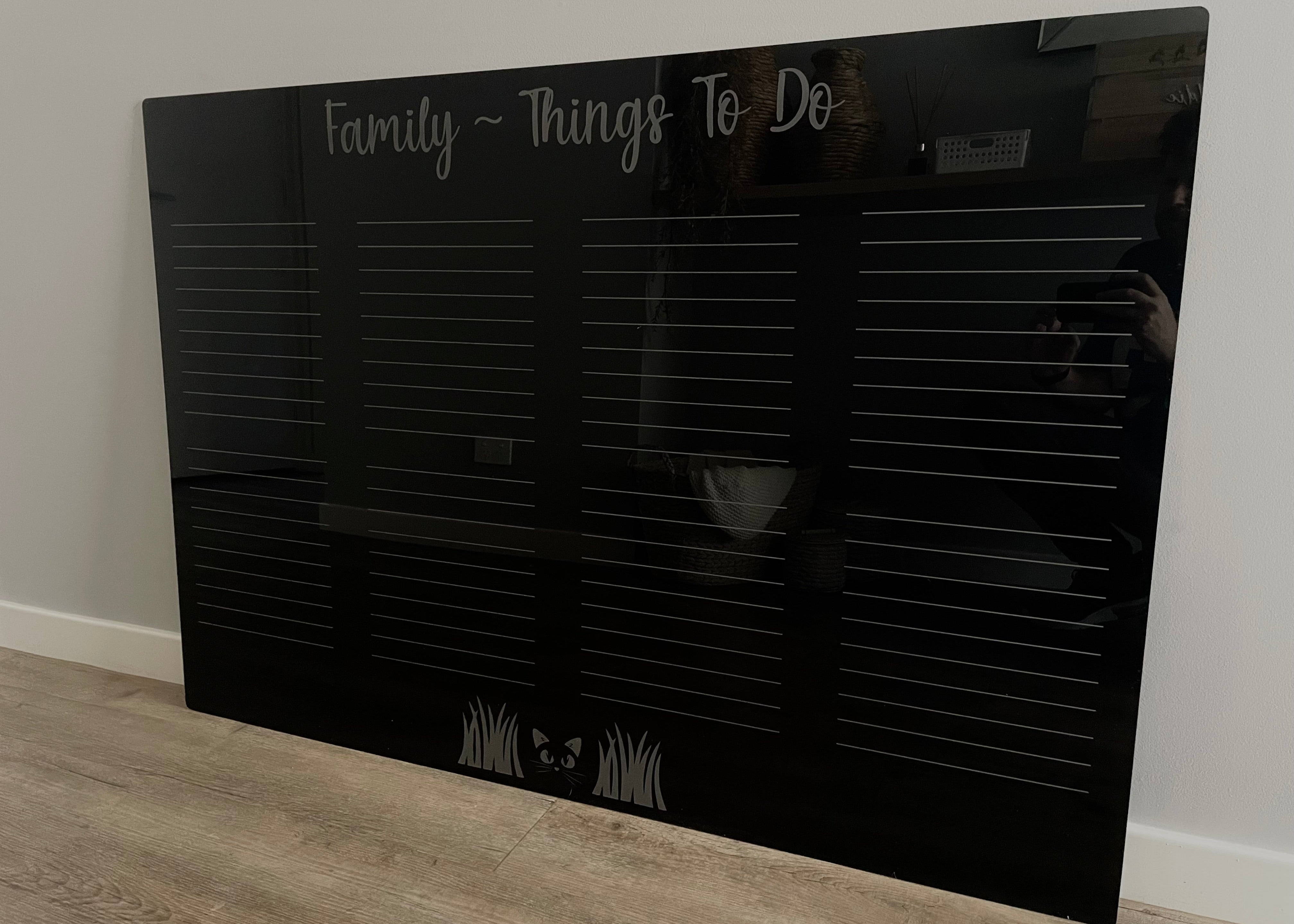 Black acrylic planner