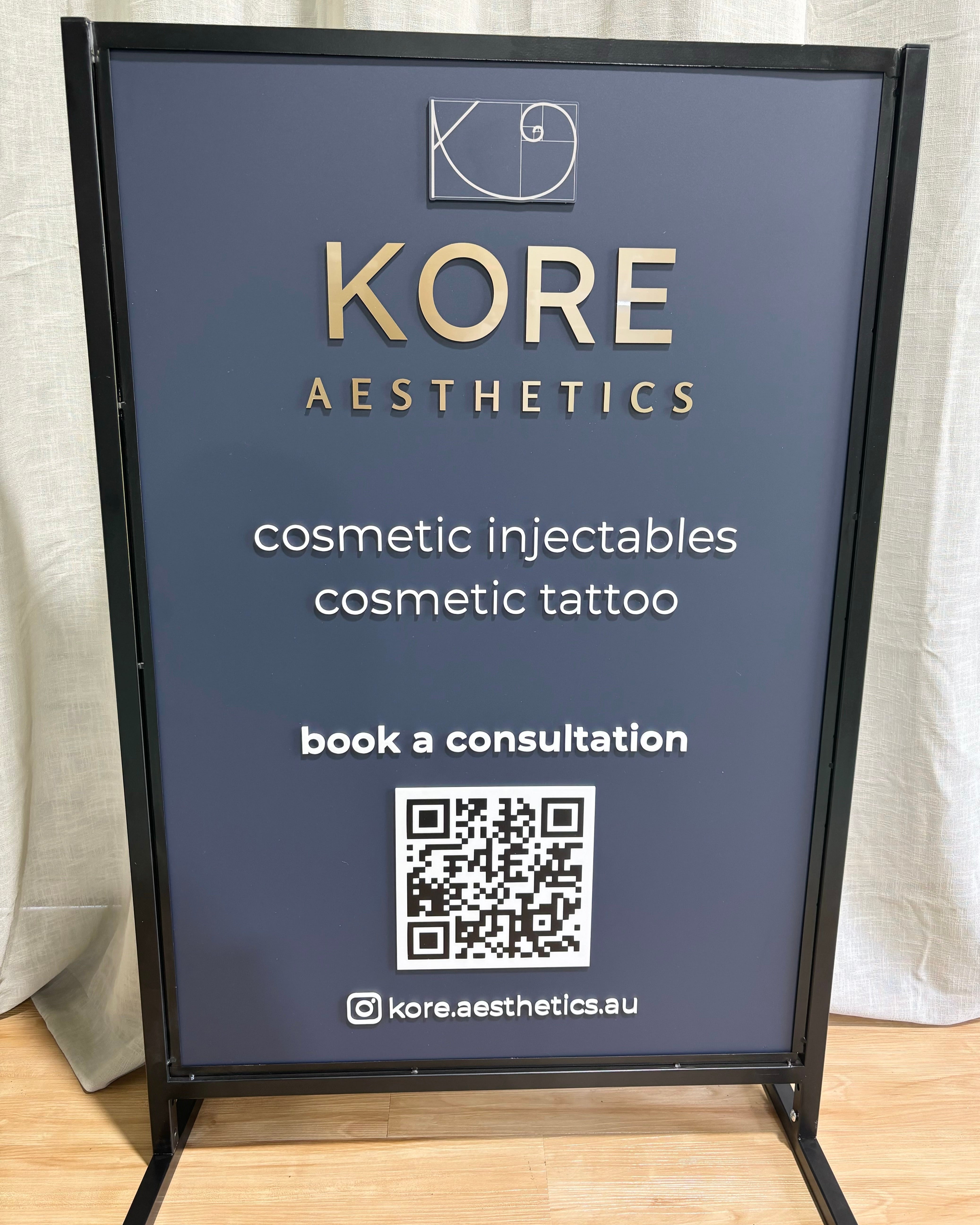 Acrylic outdoor T frame sign for cosmetic injectables clinic