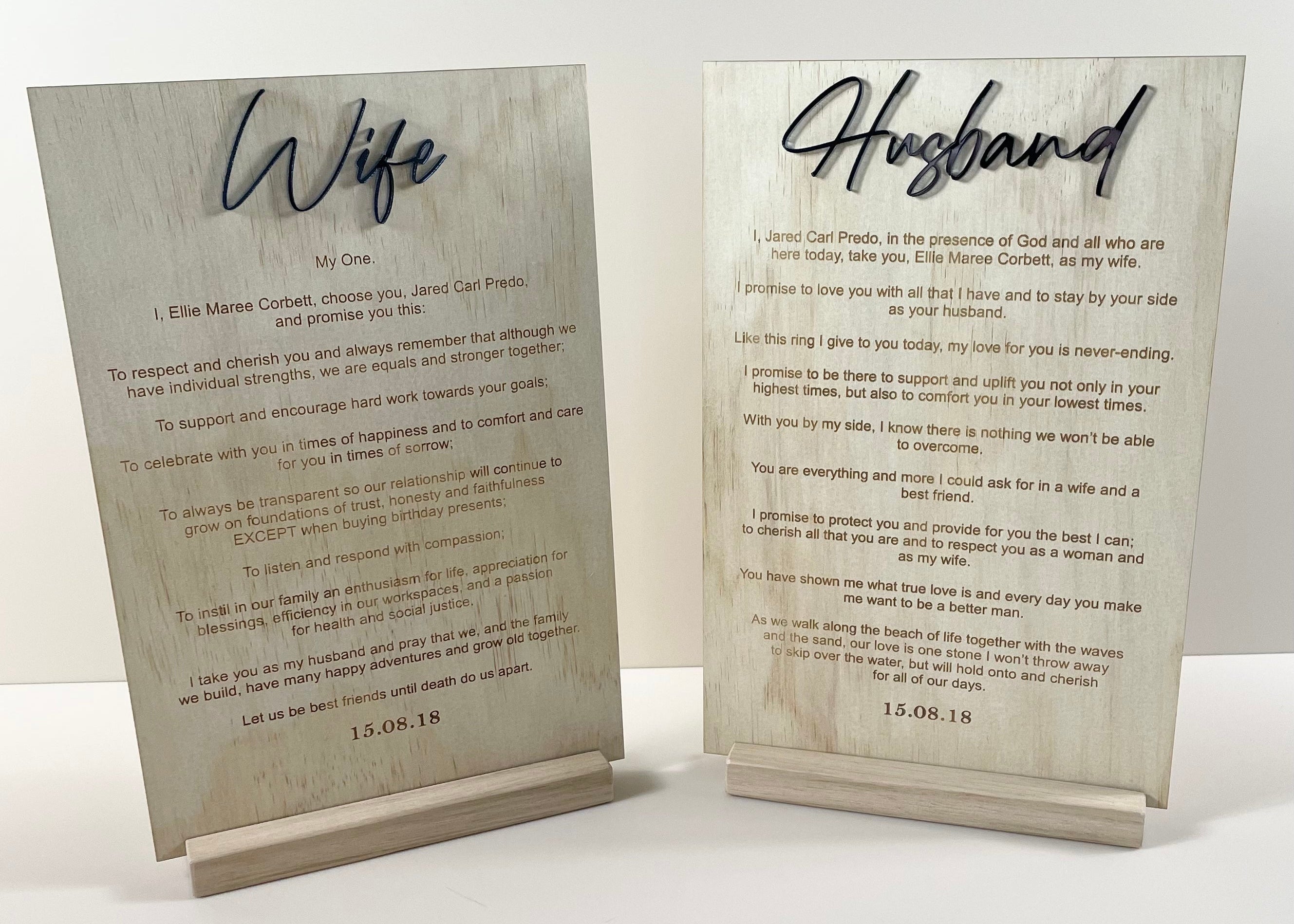wooden vow boards
