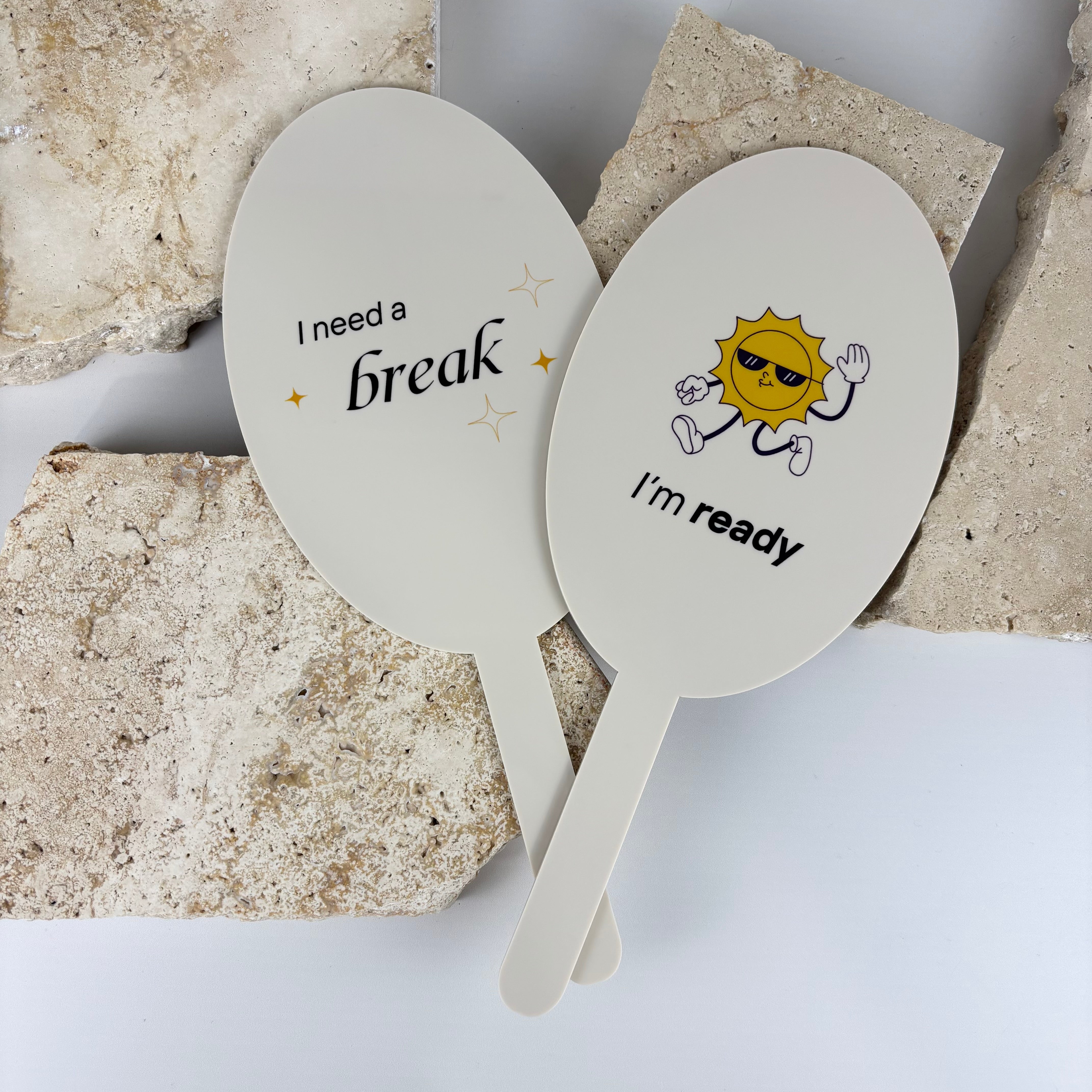 Custom acrylic paddles with printed designs for businesses