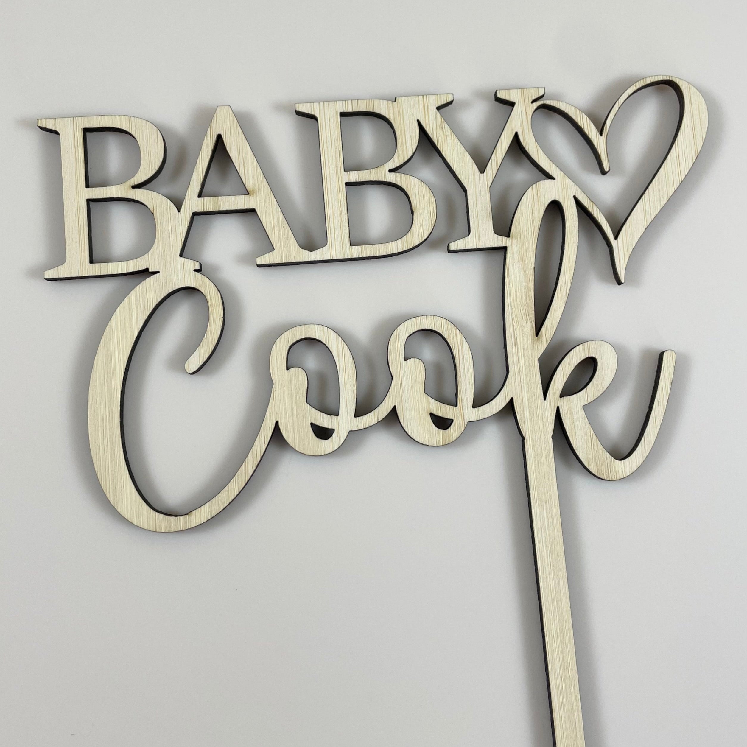 Baby Cook personalised bamboo baby shower cake topper rustic design