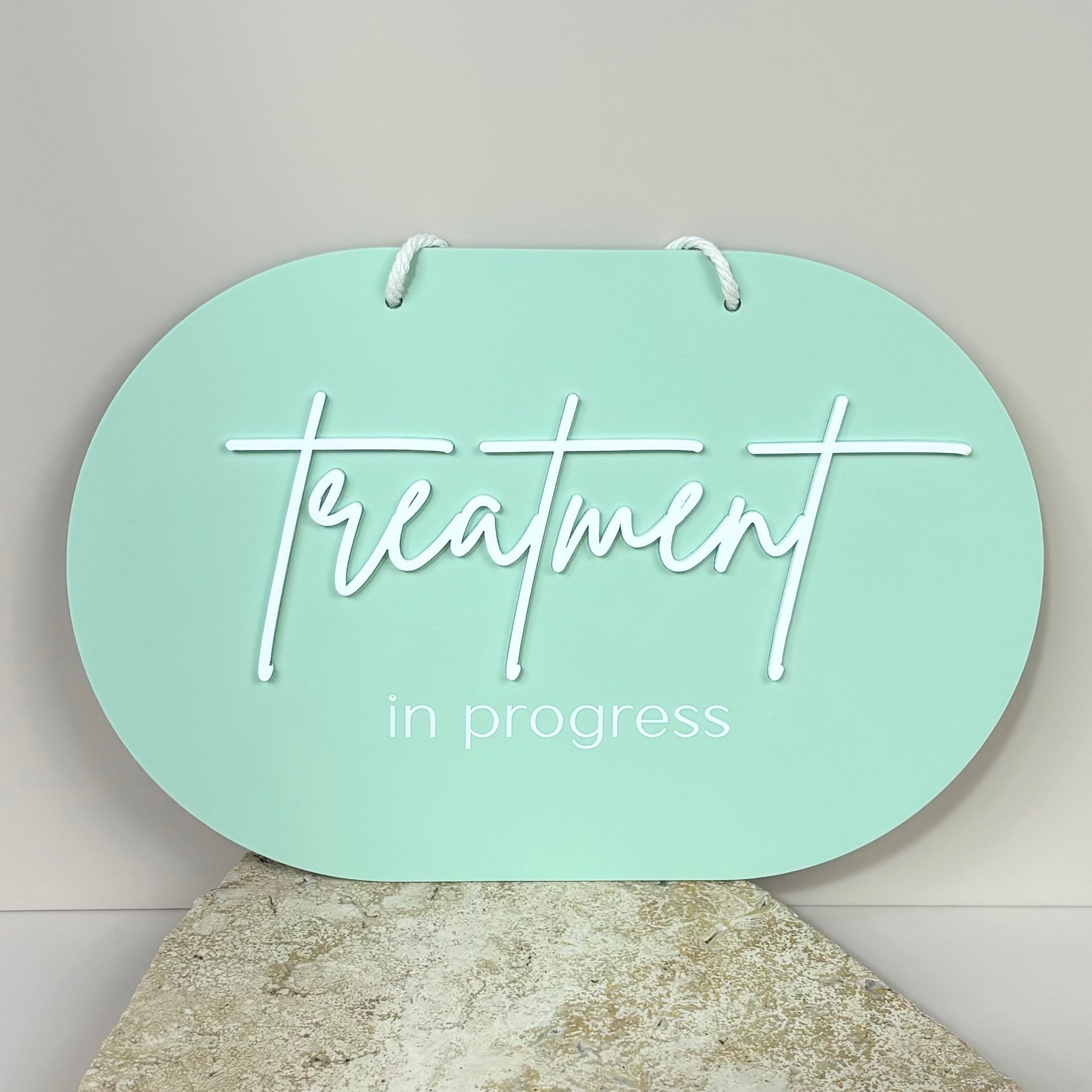 Treatment in progress salon door sign – reversible acrylic sign for beauty and spa rooms
