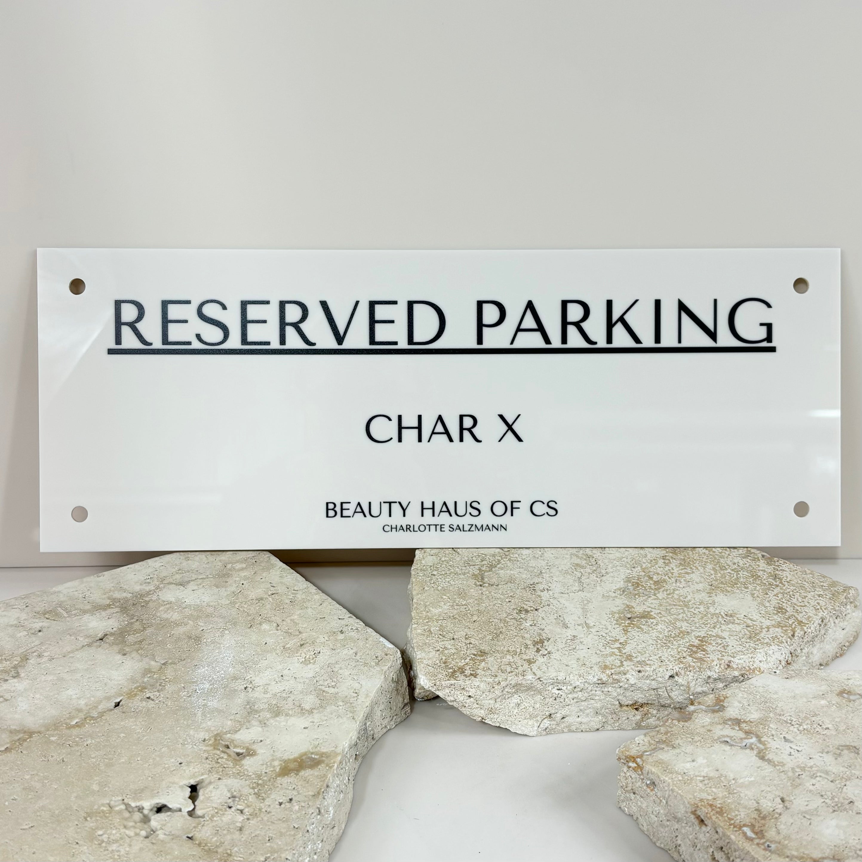 Reserved parking sign with custom name – outdoor staff and business parking sign