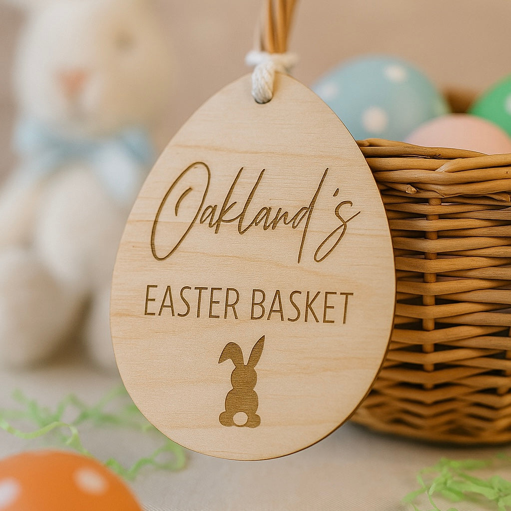 Personalised wooden Easter tag