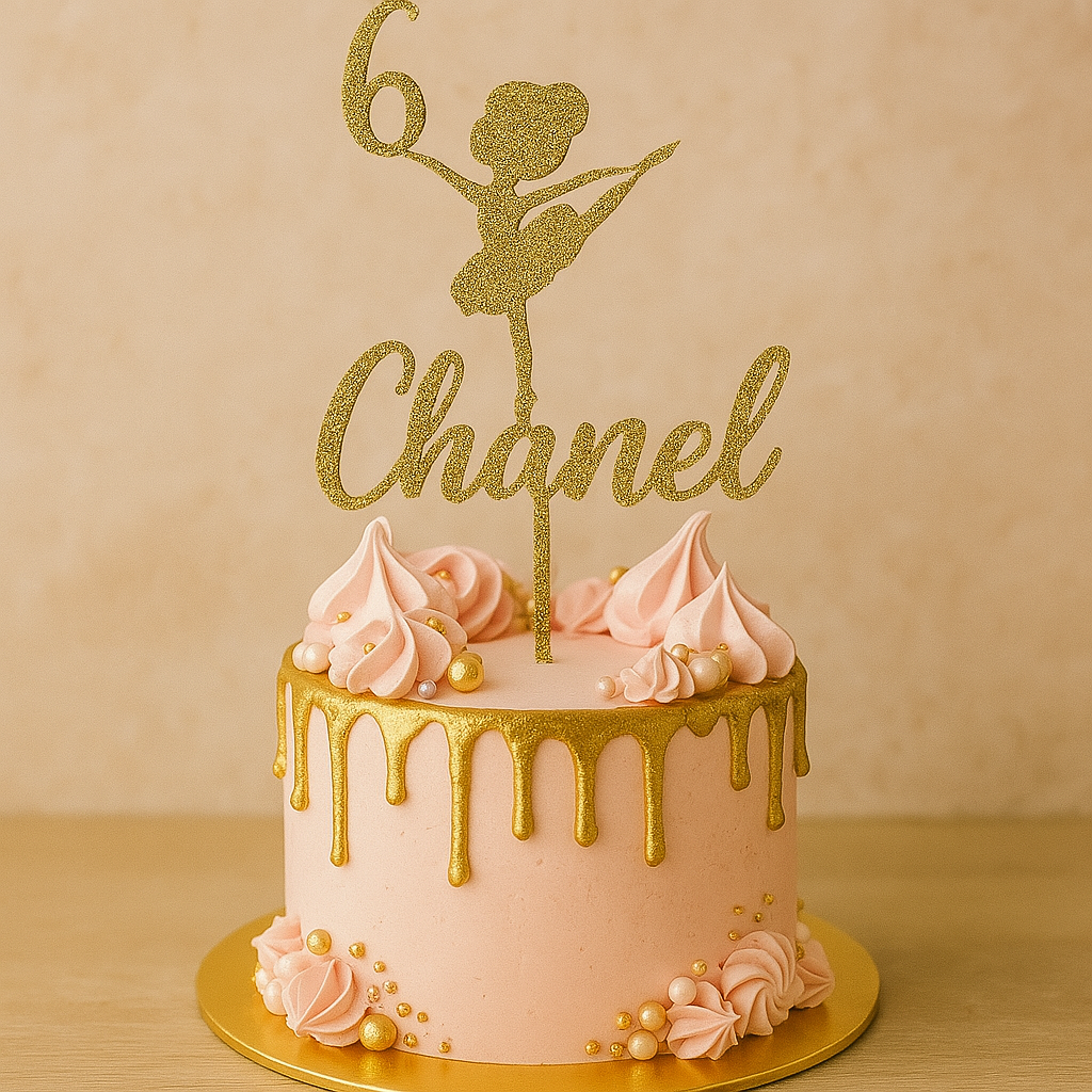 Gold glitter cake topper