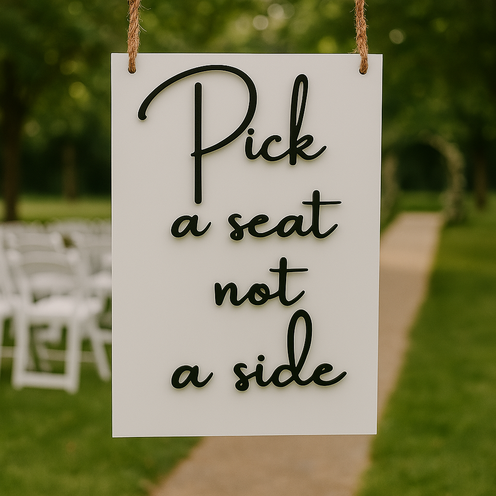 Pick a seat not a side sign