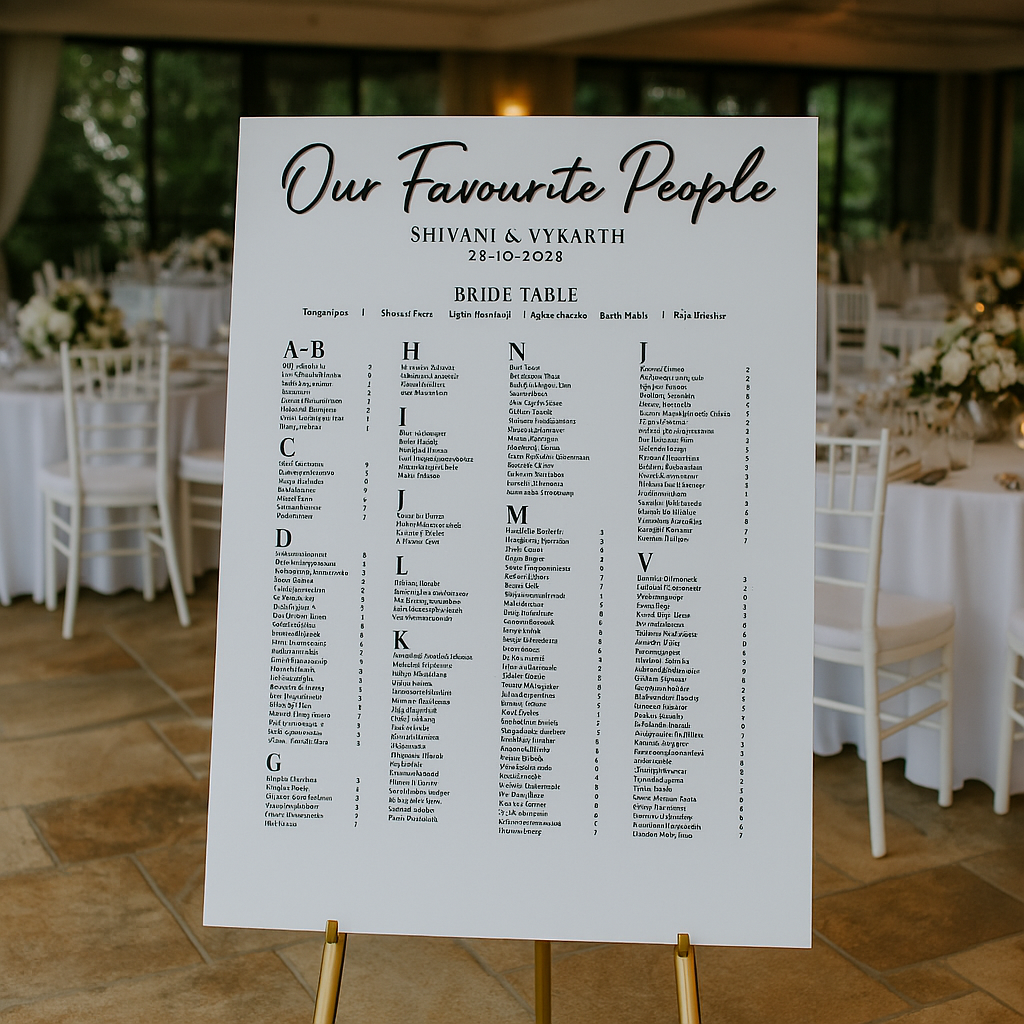 Custom wedding seating charts