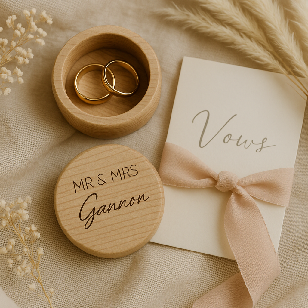 Engraved wedding ring boxes