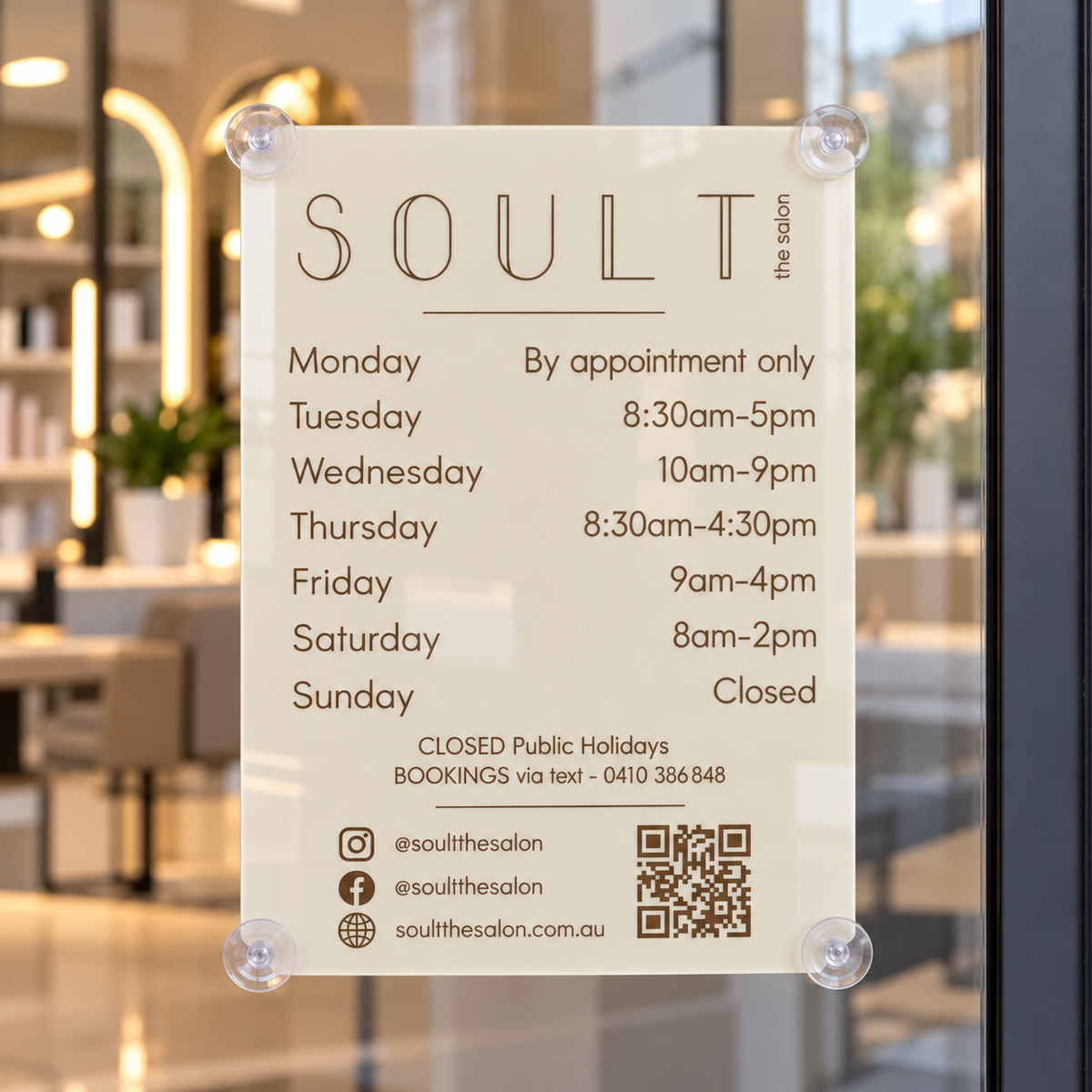 Custom Opening Hours Sign with Logo & QR Code