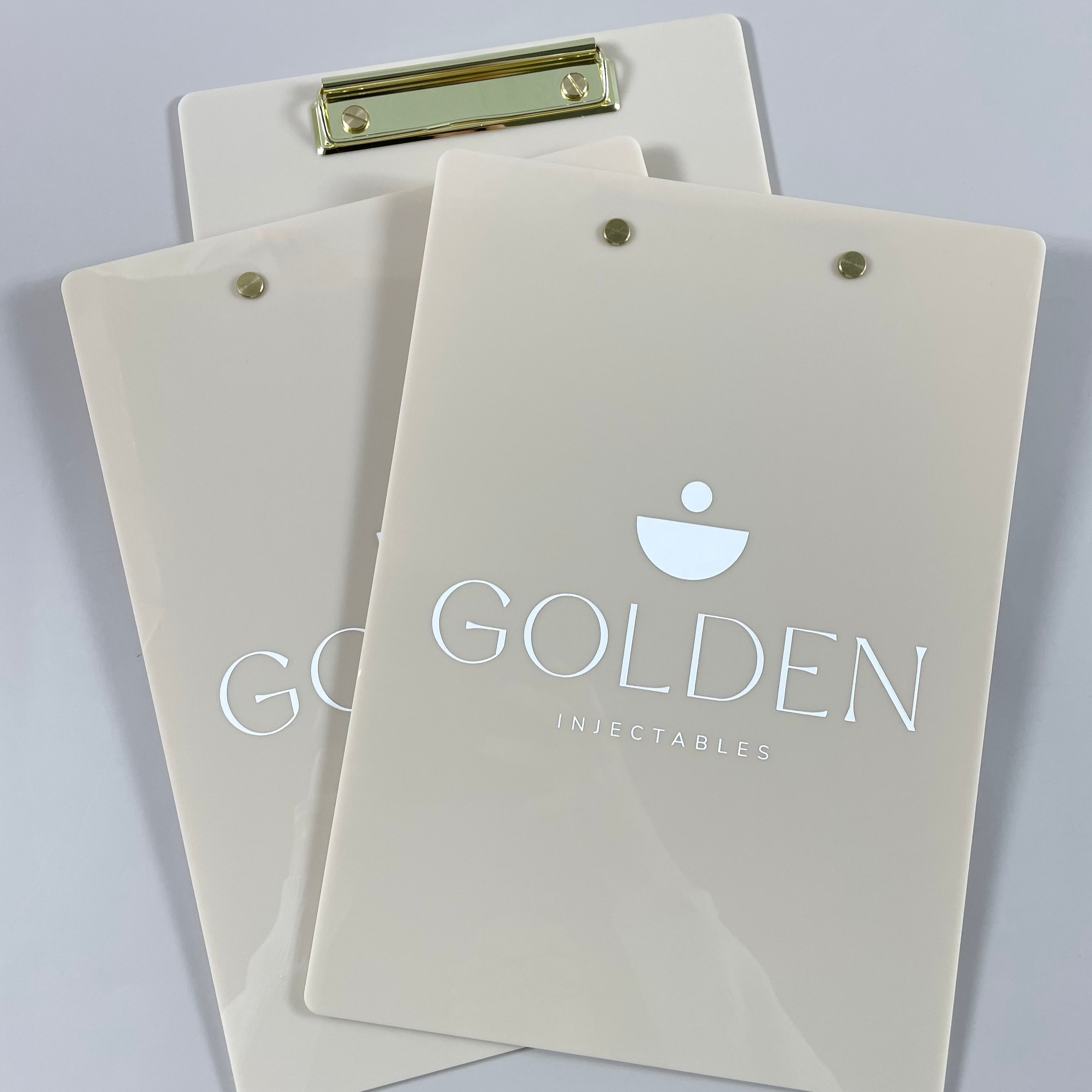 Beige acrylic clipboard with custom logo for professional use