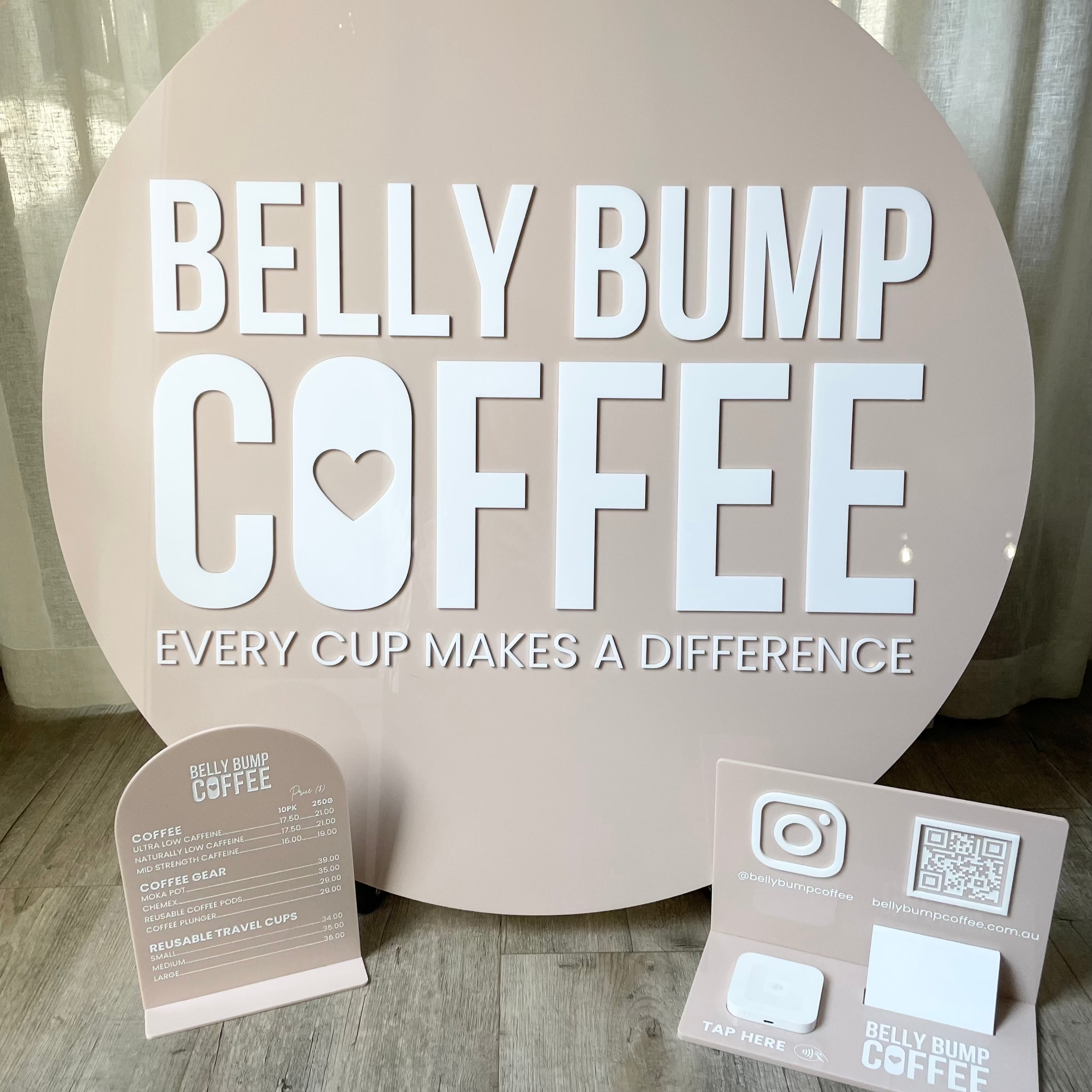 Coffee business sign bundle, Belly Bump Coffee custom logo signage