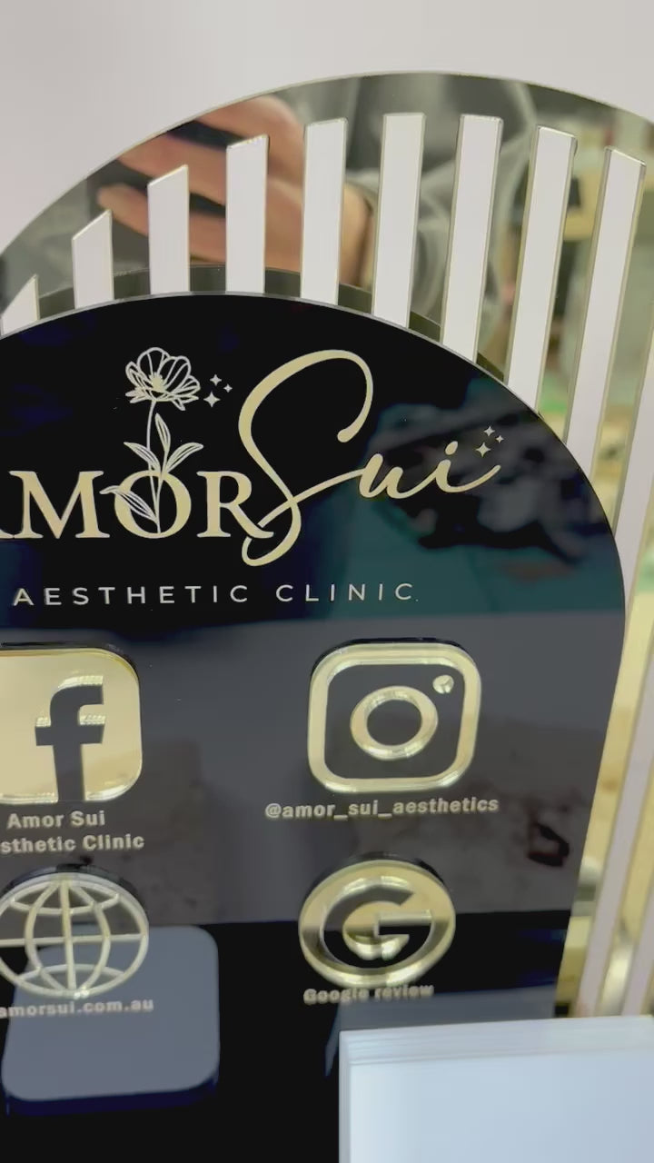 Video showing Instagram tap to connect feature on NFC social media sign for beauty clinics and salons
