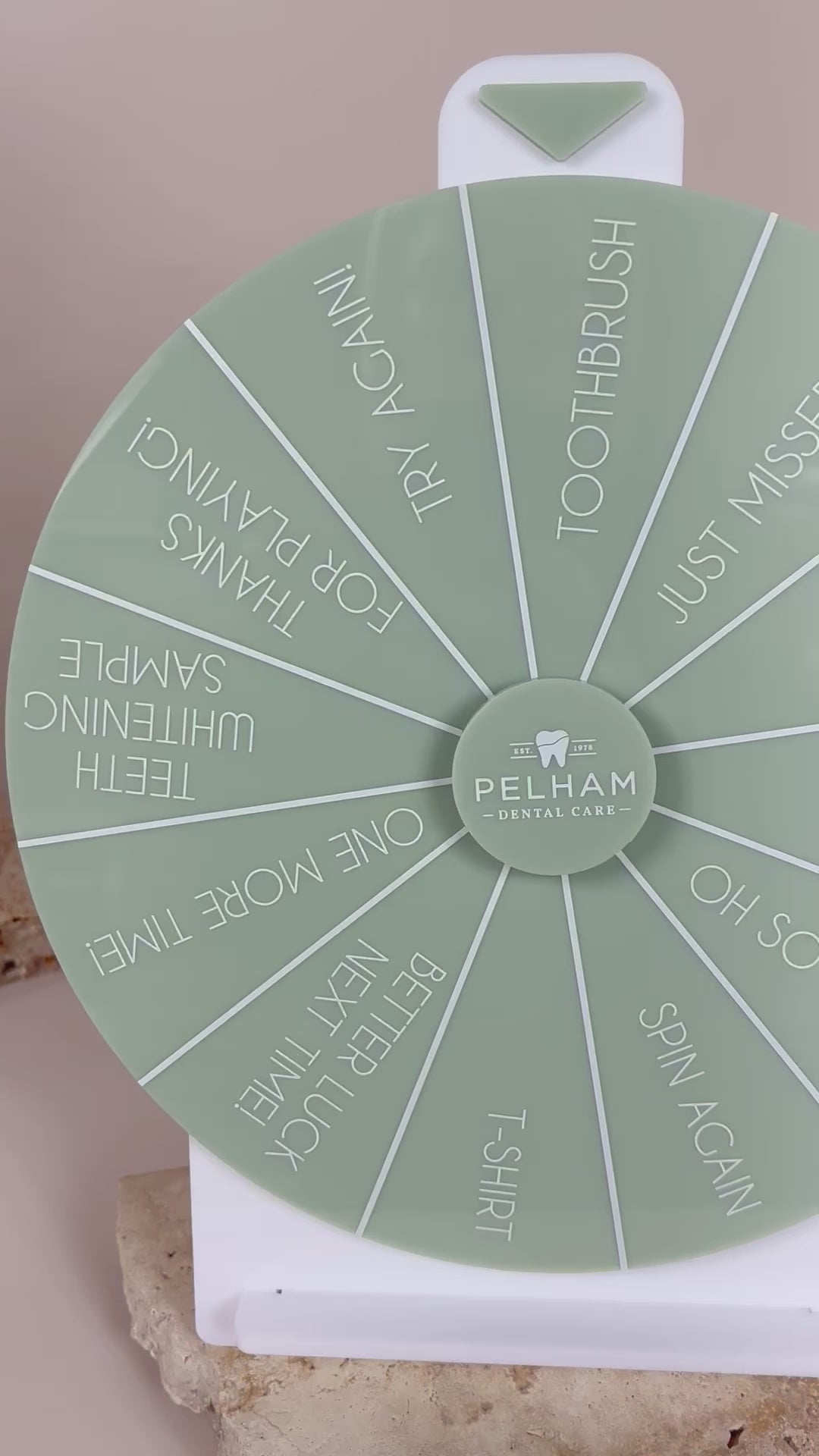 Green custom spin the wheel prize wheel for salon and shop promotions. Video