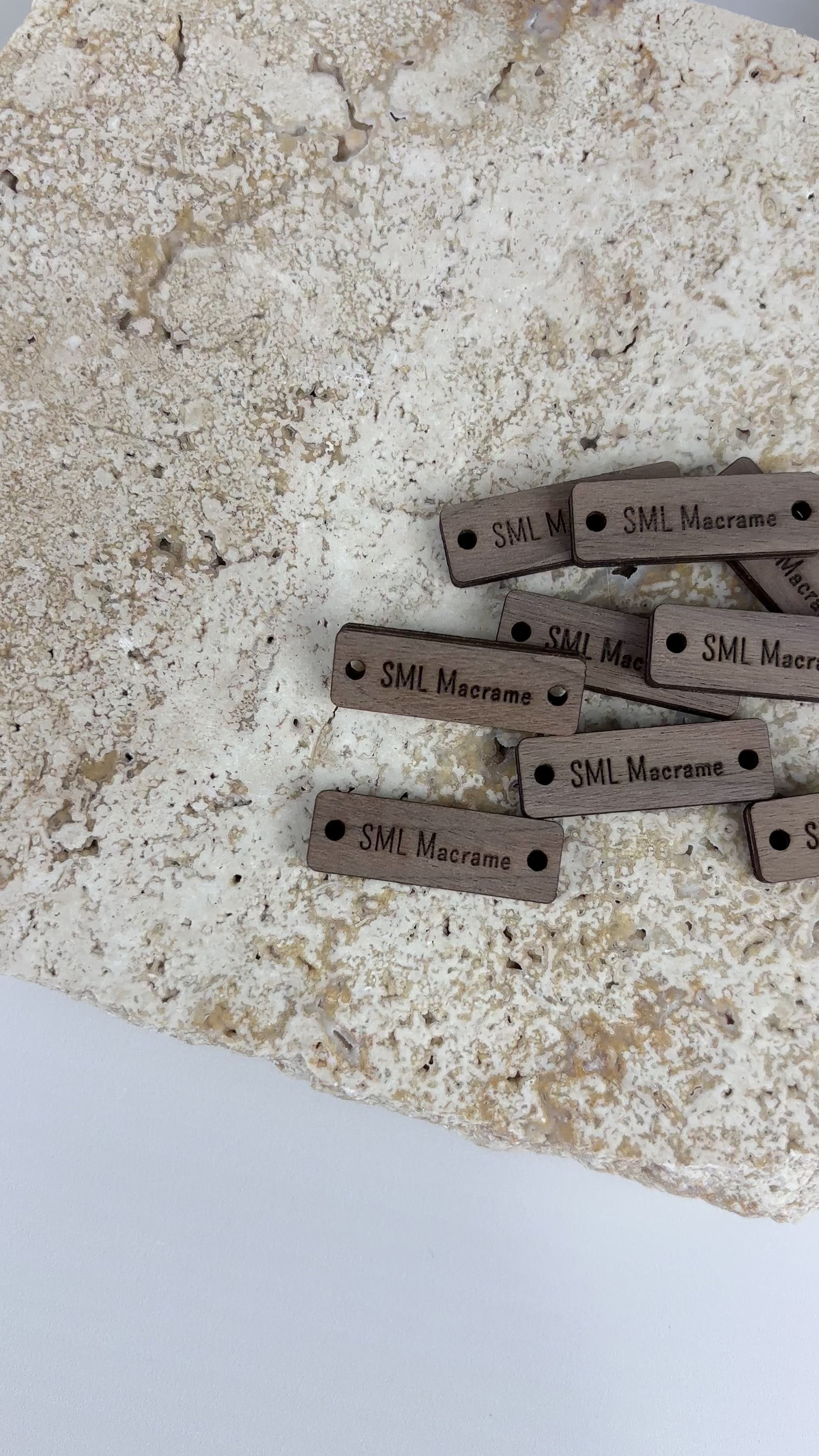 Custom engraved wooden tags for macrame and handmade crafts