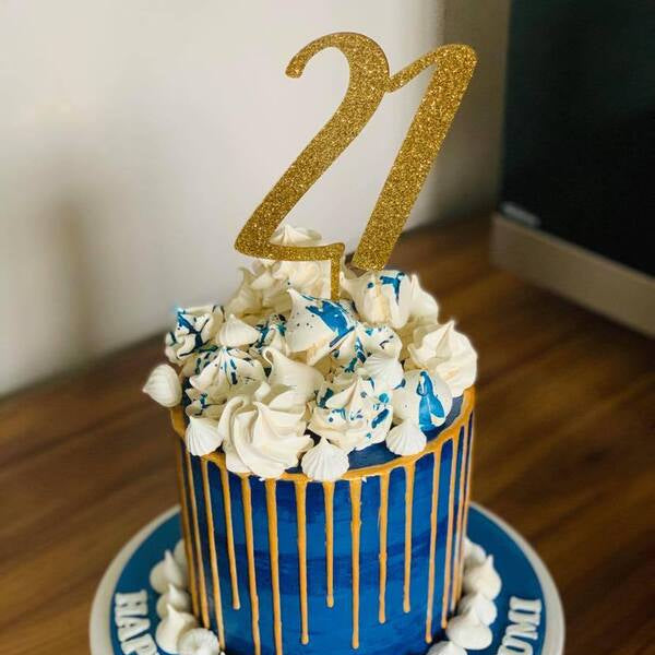 glitter 21st cake topper