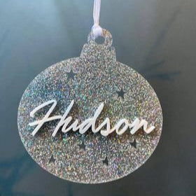 Starlight glitter name ornament