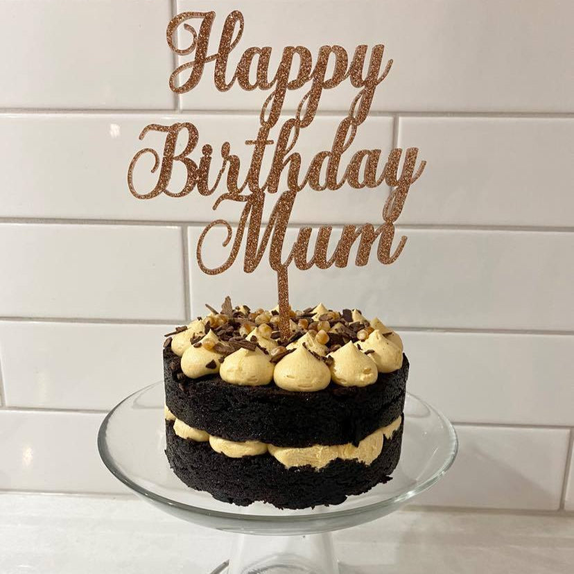 glitter happy birthday mum cake topper