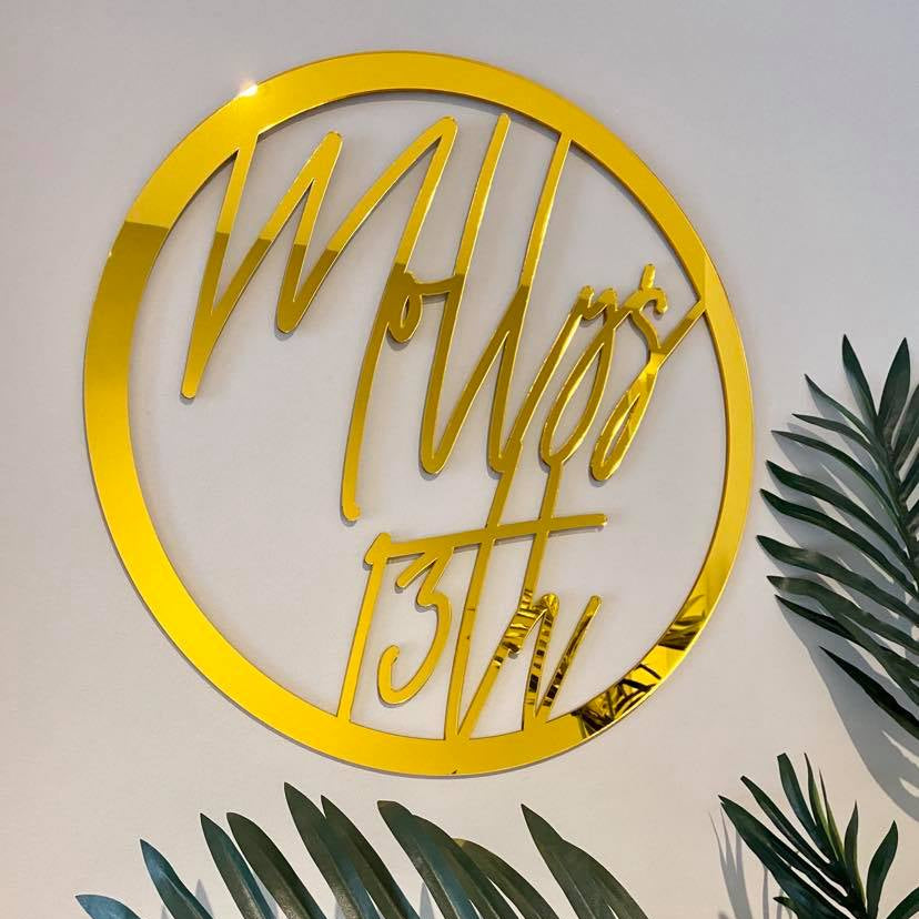 birthday mirror hoop sign