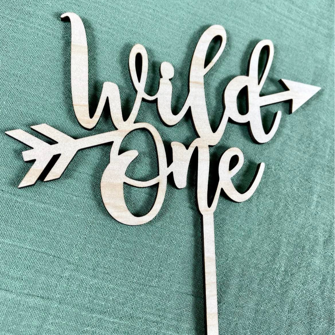 wooden wild one cake topper