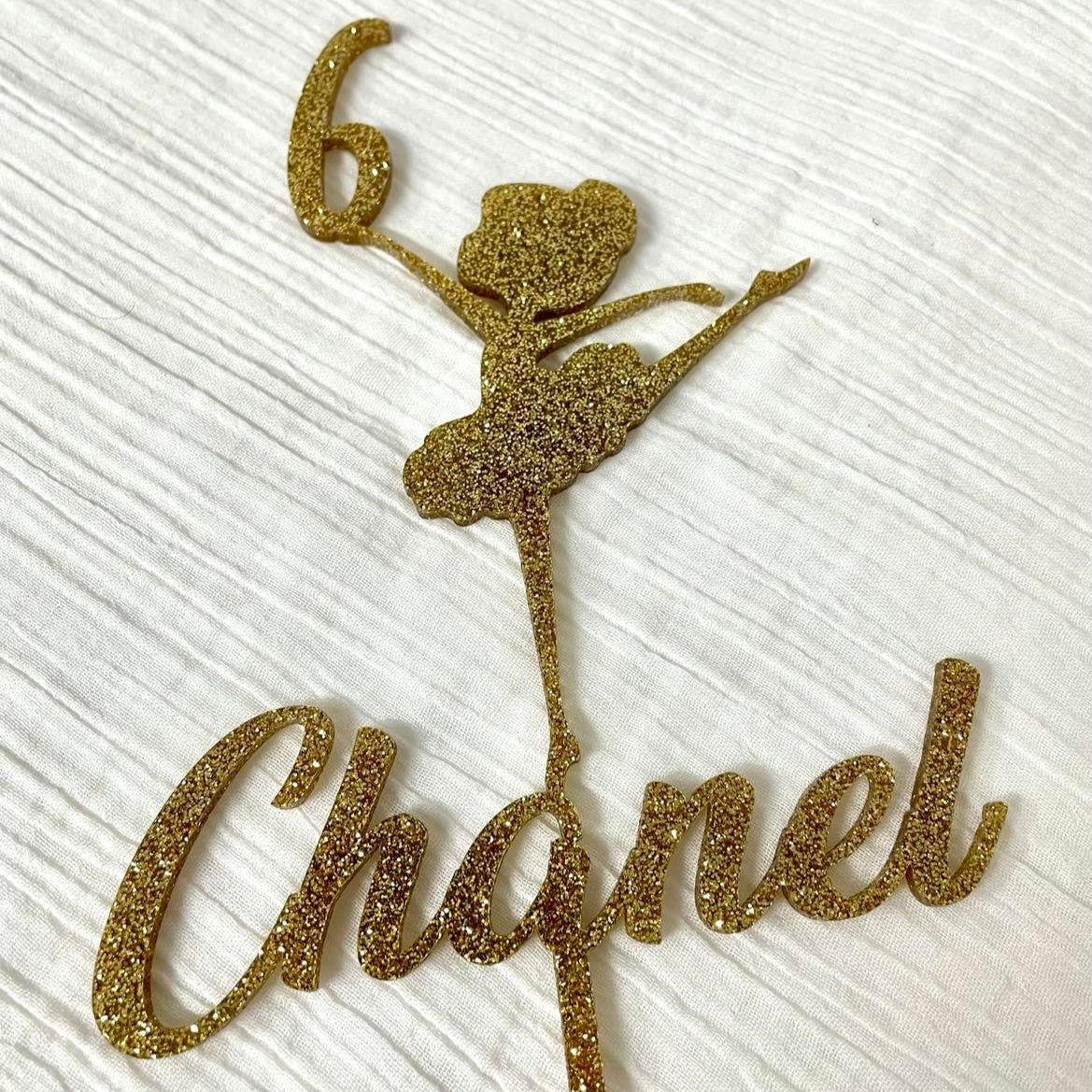 glitter cake topper