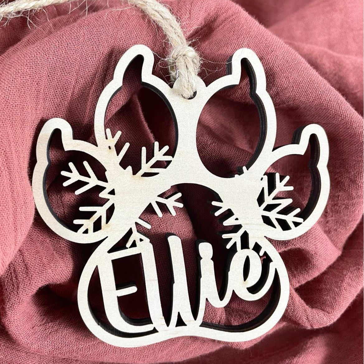 Personalised paw print Christmas ornament