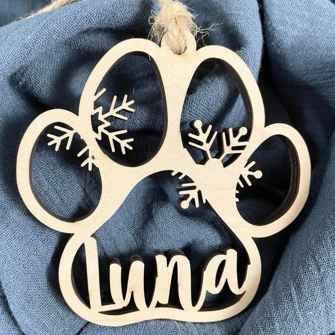 Personalised paw print Christmas ornament
