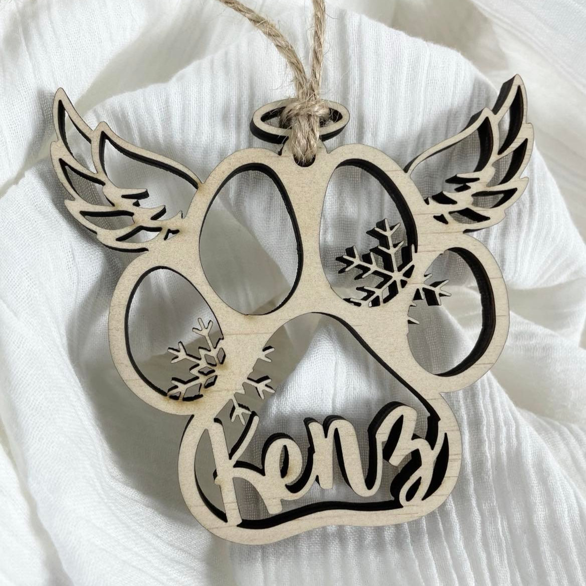 Personalised paw print Christmas ornament