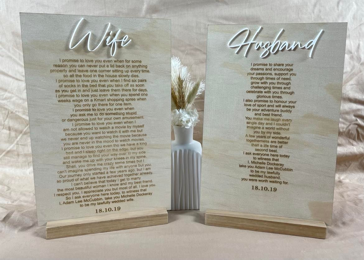 wooden vow board