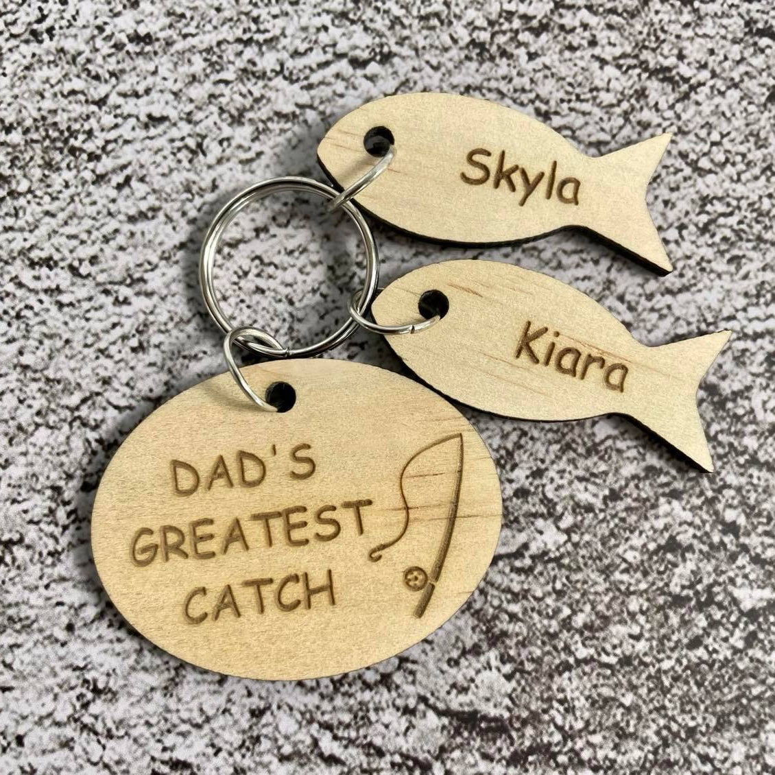 Dad's greatest catch keychain