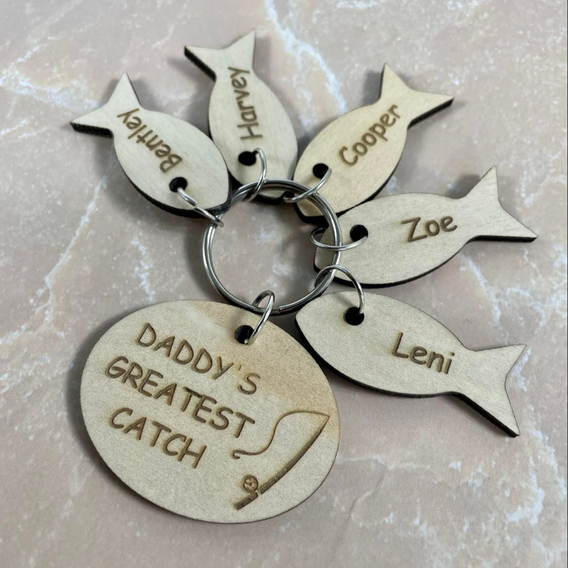 Dad's greatest catch keychain